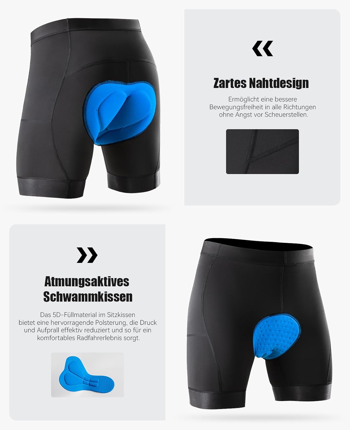 Thumbnail 4 de Niksa Radlerhose Herren mit 5D-Gel-Sitzpolster – Atmungsaktive, schnelltrocknende Radhose mit Taschen für Mountainbike, Rennrad & Training