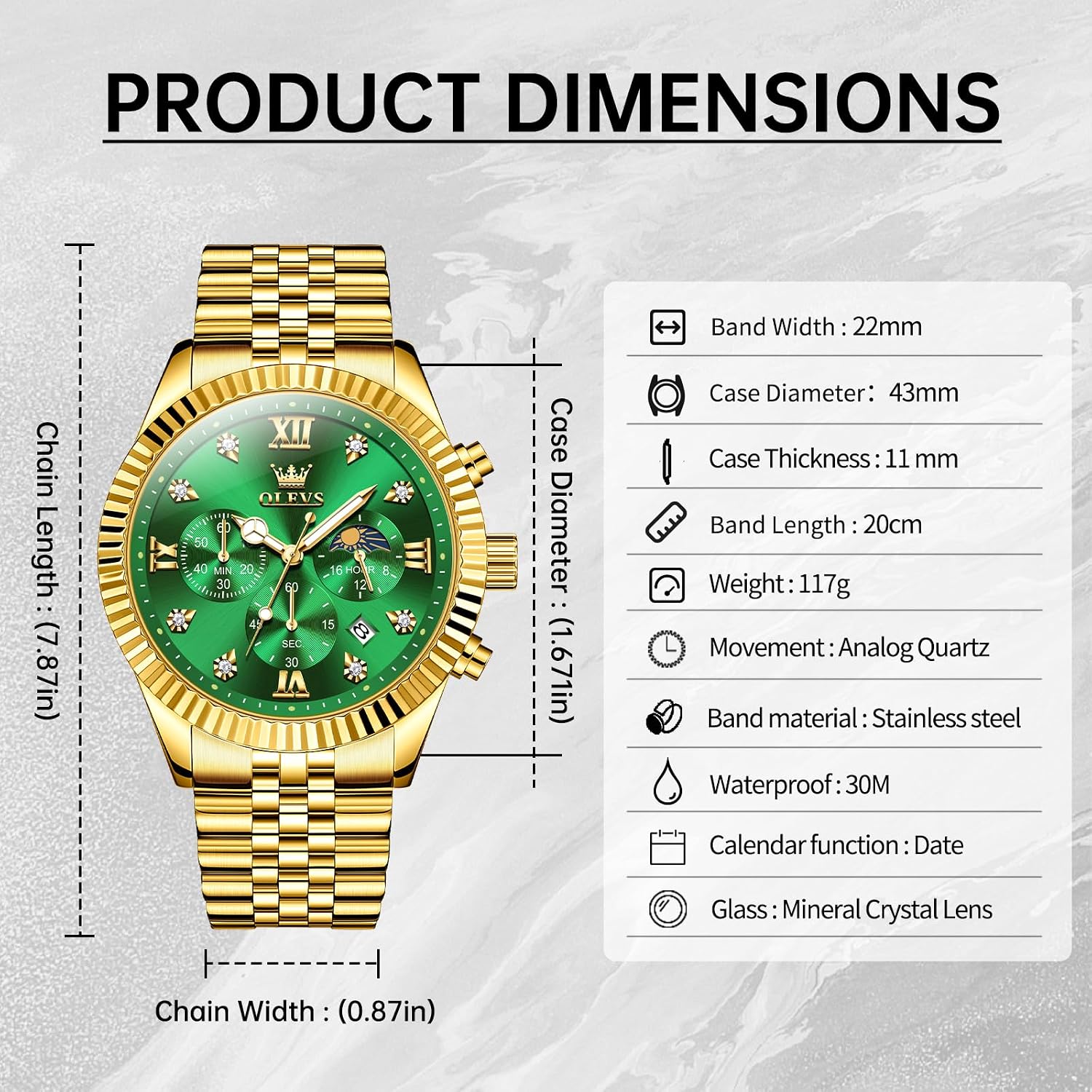Detalle 2 de OLEVS Men's Watch, Stainless Steel