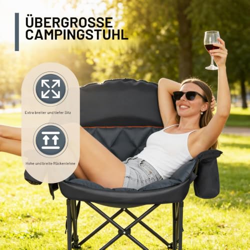 Thumbnail 3 de SogesGame Übergroßer Campingstuhl Faltbar – gepolstert, Kopfstütze & Extras für Outdoor