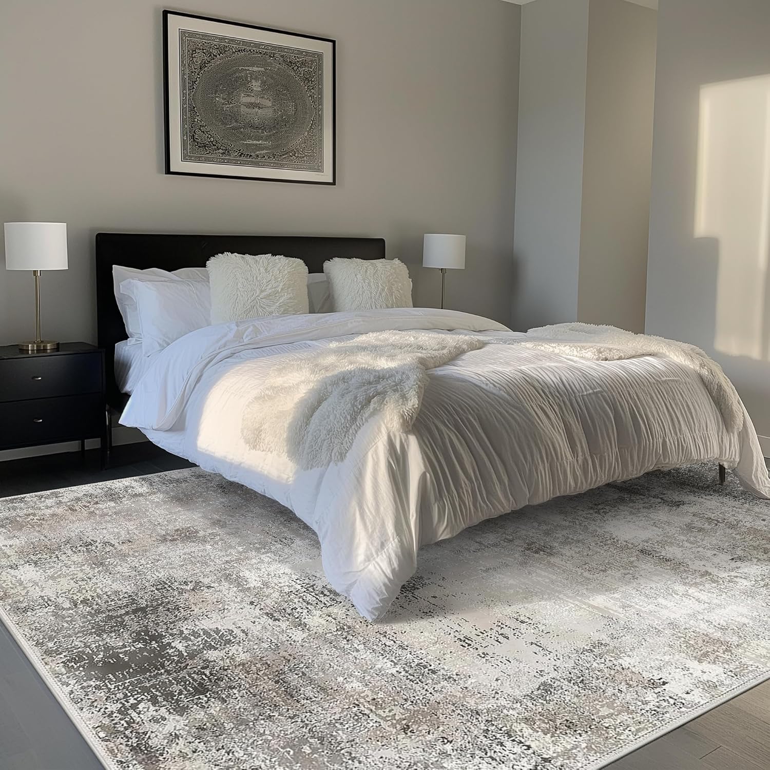 Thumbnail 6 de BEIMO Tapis Salon Abstrait 120x170 cm – Gris, lavable en machine et antidérapant