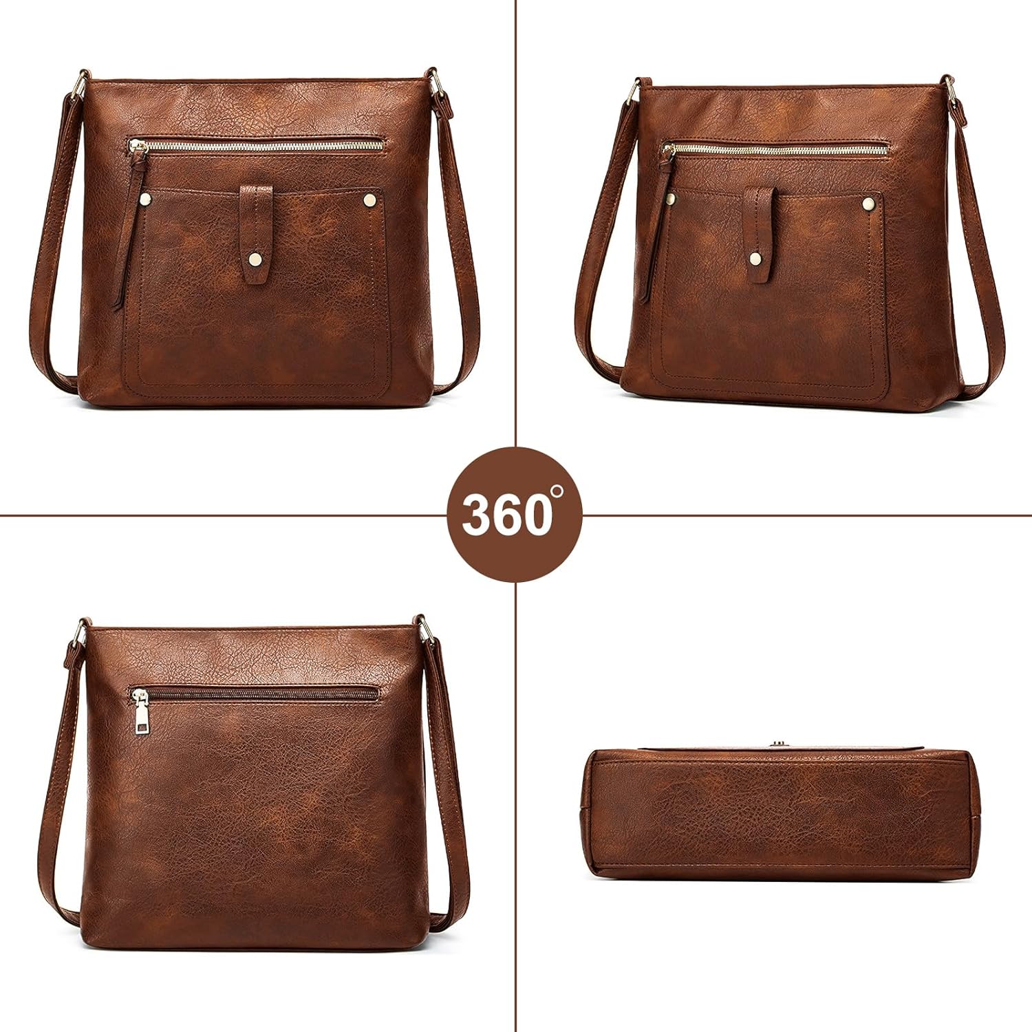 Thumbnail 4 de DOB SECHS Umhängetasche aus weichem PU-Leder für Damen – Vielseitige Crossbody mit mehreren Taschen
