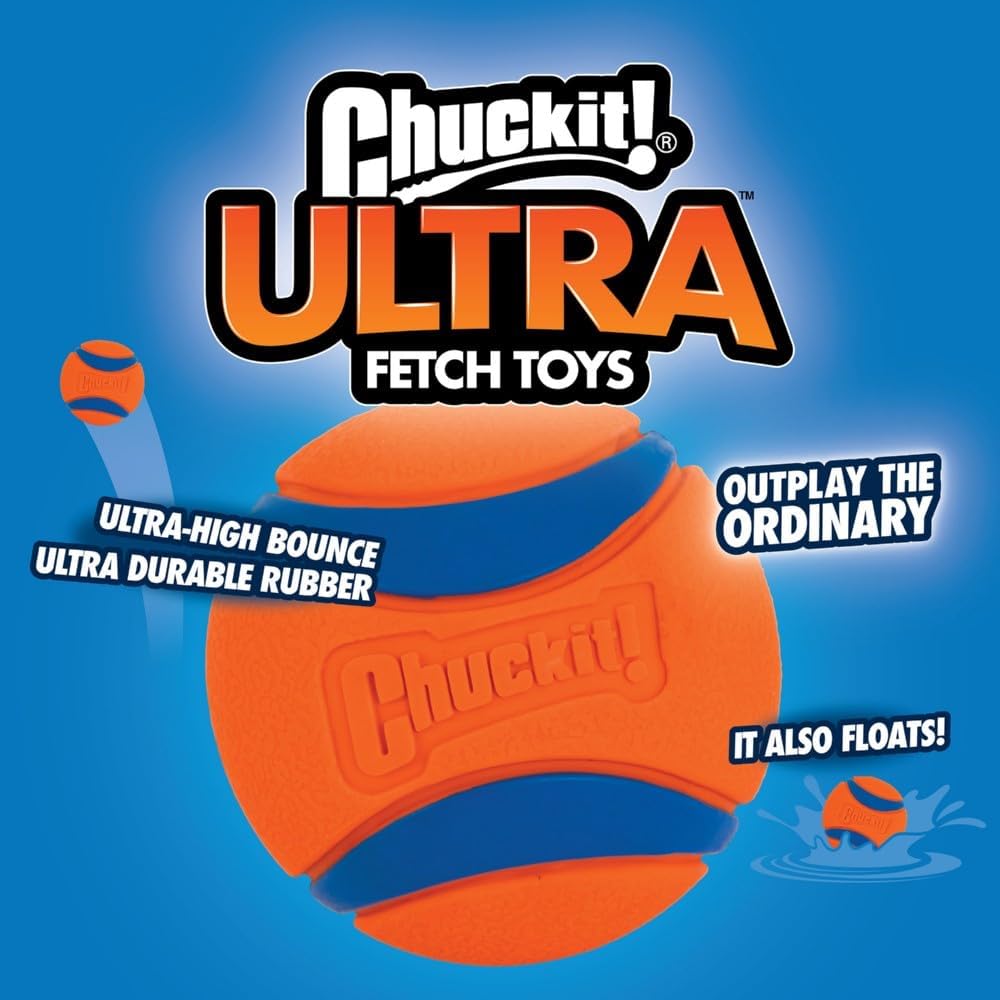 Detalle de Chuckit! Ultra Ball – Durable High Bounce Rubber Dog Toy (Medium, 6.5 cm) – Pack of 3