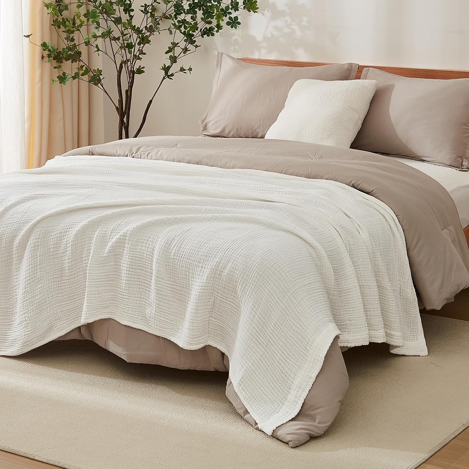 Thumbnail 6 de EMME Cotton Muslin Queen Blanket Bed Layering Coverlet