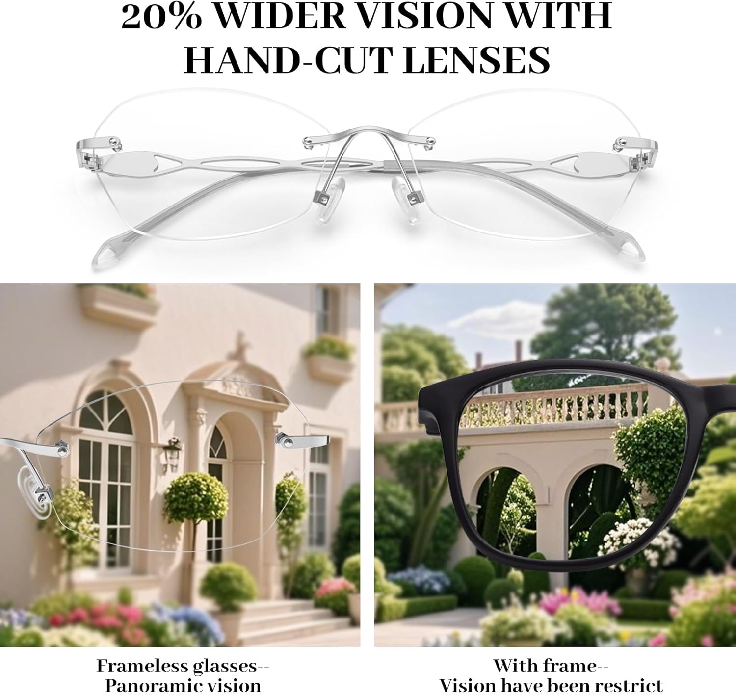 Thumbnail 2 de LUFF Rimless Reading Glasses for women and men – blue light blocking lightweight metal computer readers