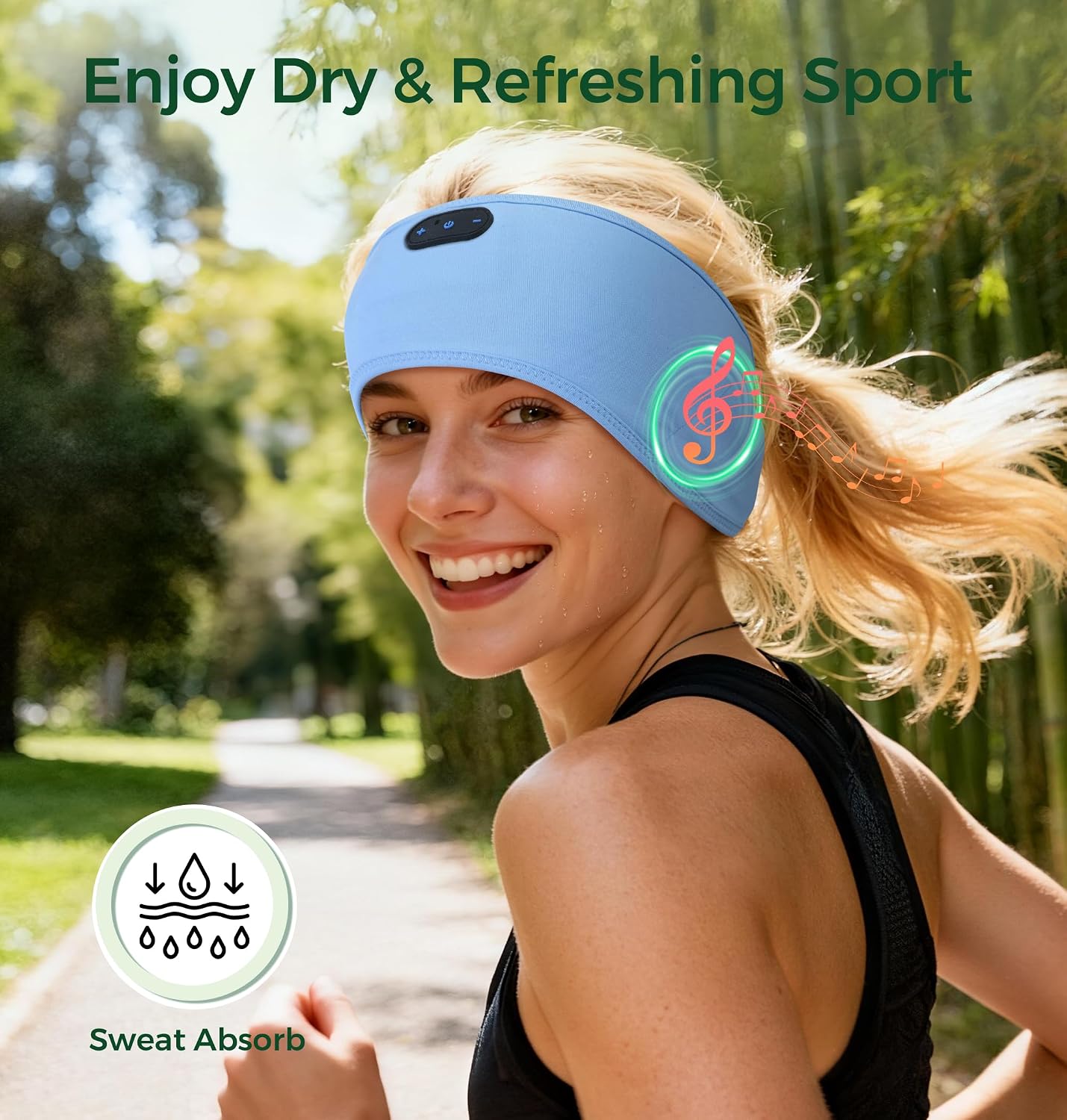 Detalle de MUSICOZY Sleep Headphones Bluetooth headband with ultra-thin speakers for side sleepers