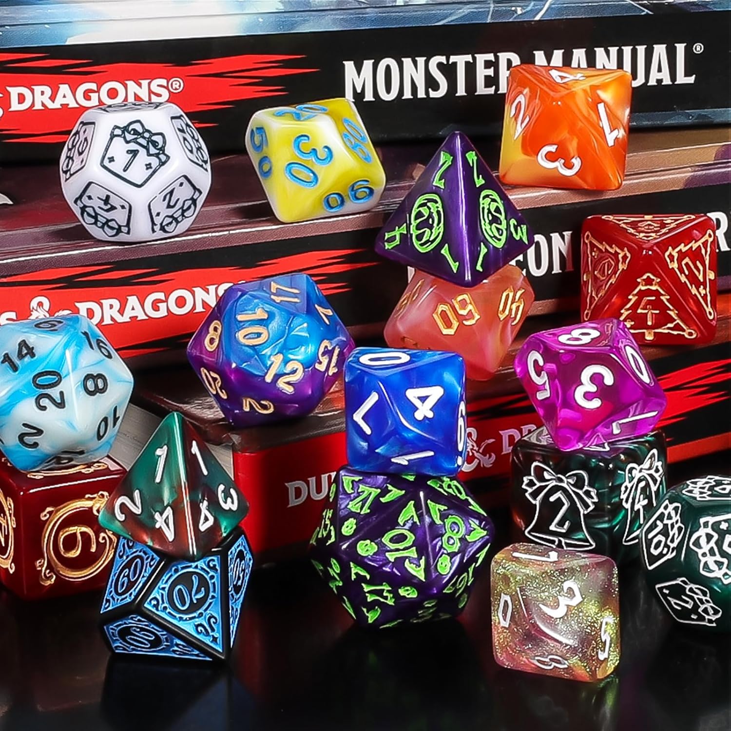 Thumbnail 3 de QMAY Mystery Dice – 9 polyhedral dice sets (63 pieces) in random style