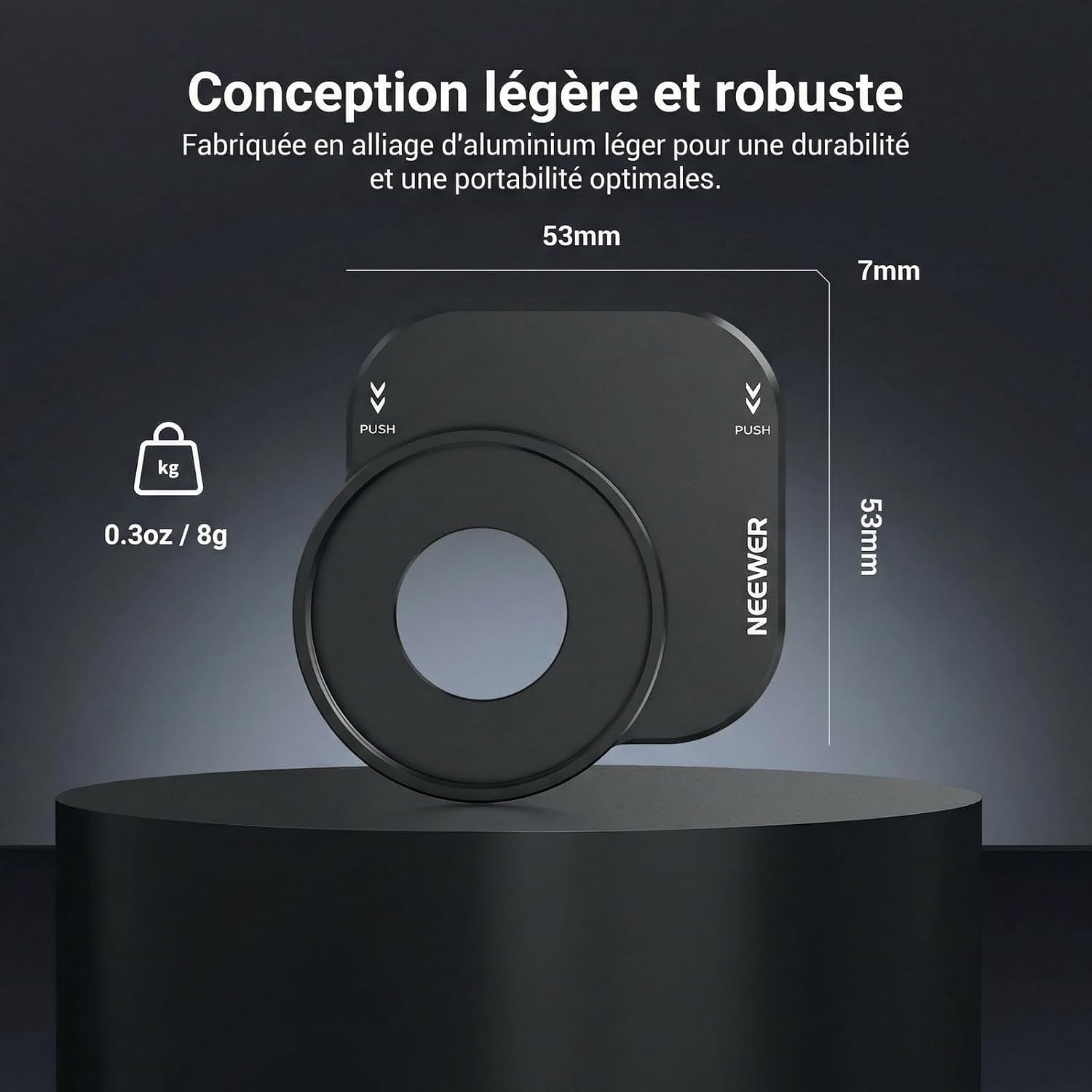Detalle de NEEWER plaque arrière 37 mm pour cage téléphone PA143/PA144 (fixation rapide, compatible filtres 37 mm)