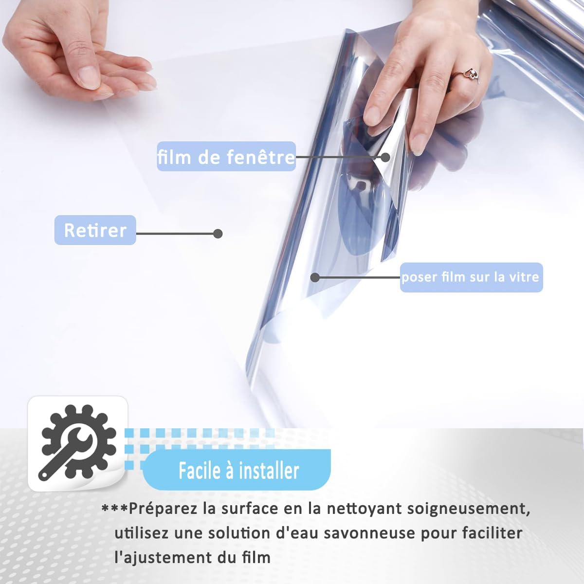 Thumbnail 5 de Film miroir HOMTOL pour fenêtre 110x400 cm – confidentialité jour/nuit et protection UV