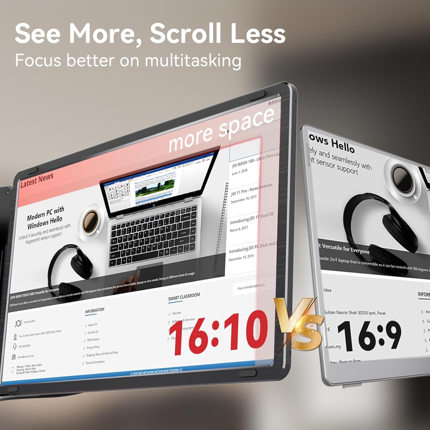 Thumbnail 5 de LXU Laptop Screen Extender (16-inch, 1200P, 16:10) Triple Portable Monitor for 12–16.5" Laptops