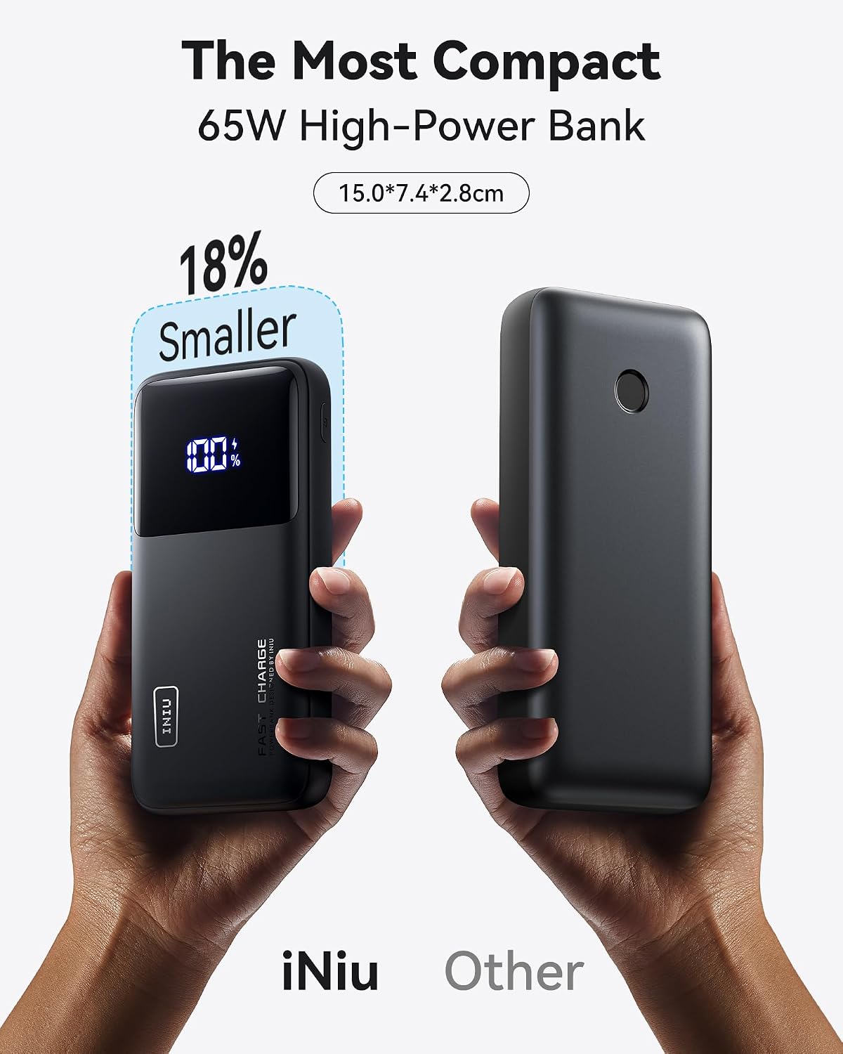 Detalle de INIU 65W Power Bank 20,000mAh Portable Charger