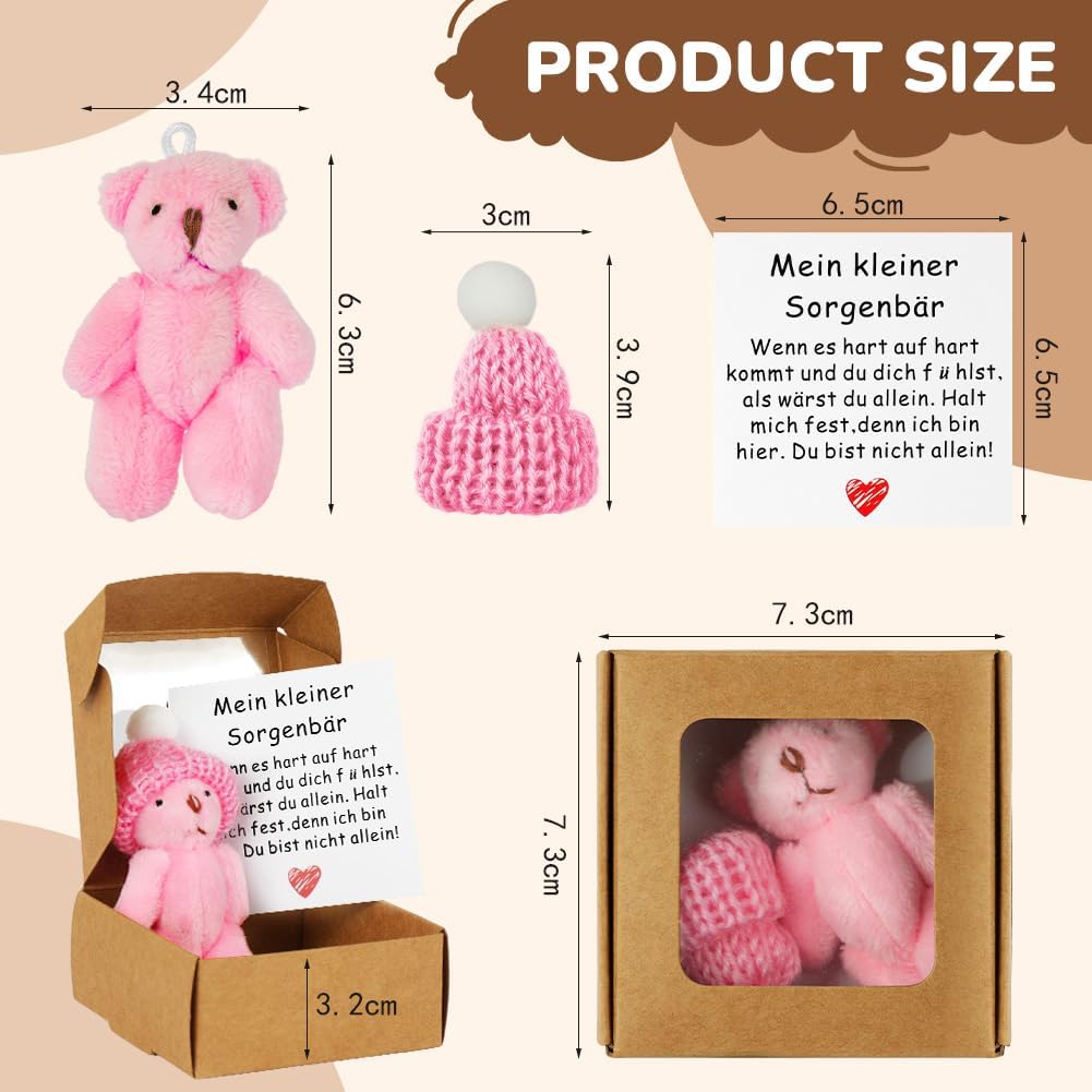 Detalle de Vicloon Orsetto in Scatola Rosa: Piccolo Peluche Tascabile con Messaggio Motivazionale