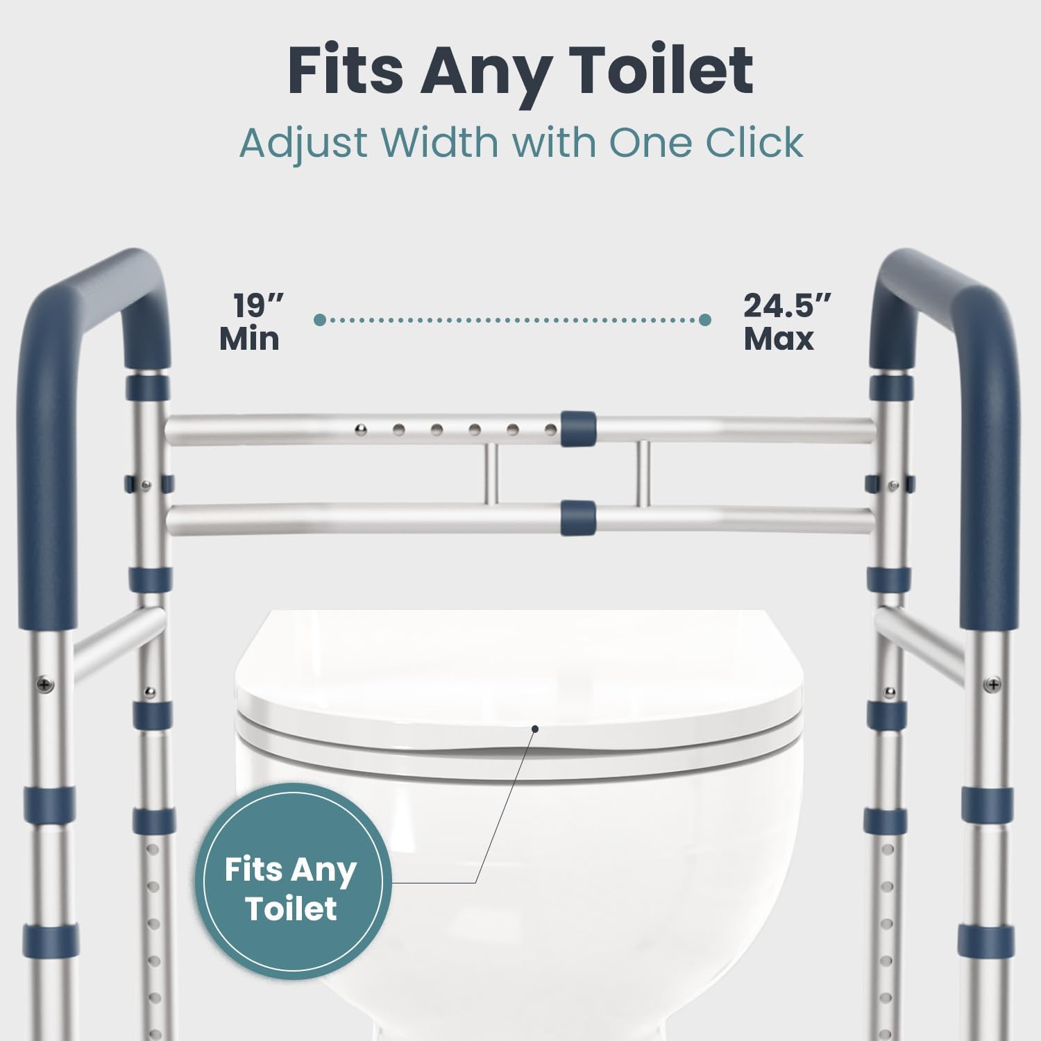 Detalle 2 de PELEGON Toilet Safety Rails (350 lb): Adjustable Safety Frame & Rails for Elderly and Disabled