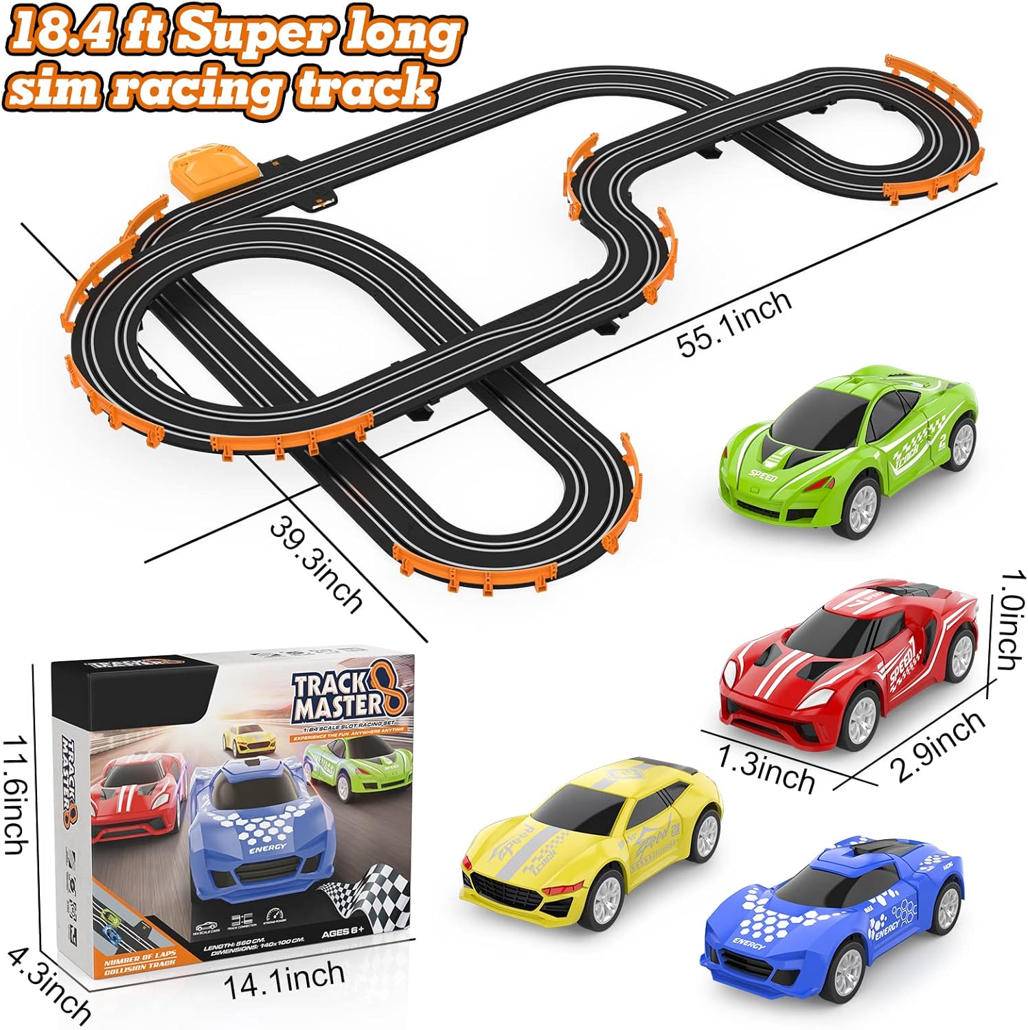 Thumbnail 6 de Slot Car Race Track Set 18.4 ft