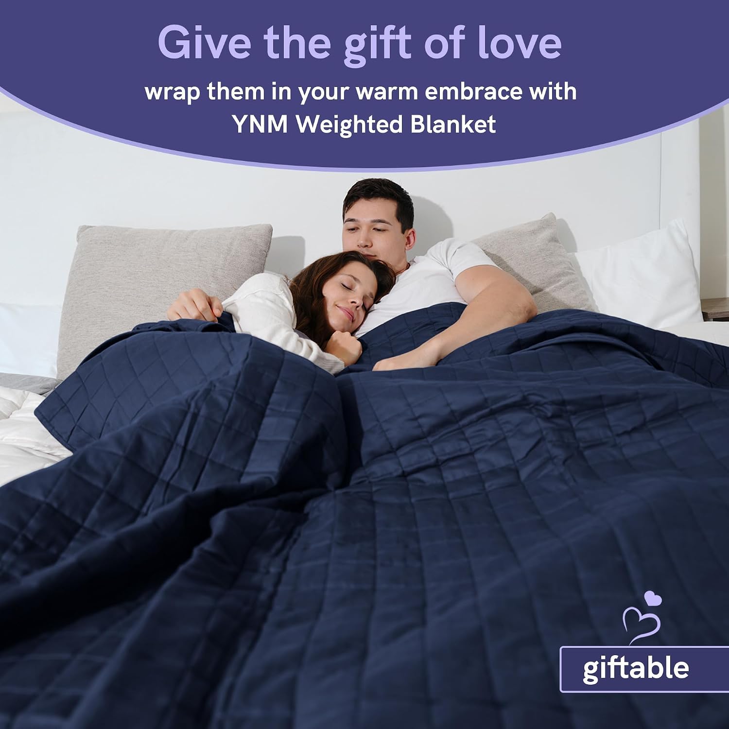 Thumbnail 6 de YnM Exclusive Weighted Blanket, Soothing Cotton — 15 lb, 48x72 in (Navy)