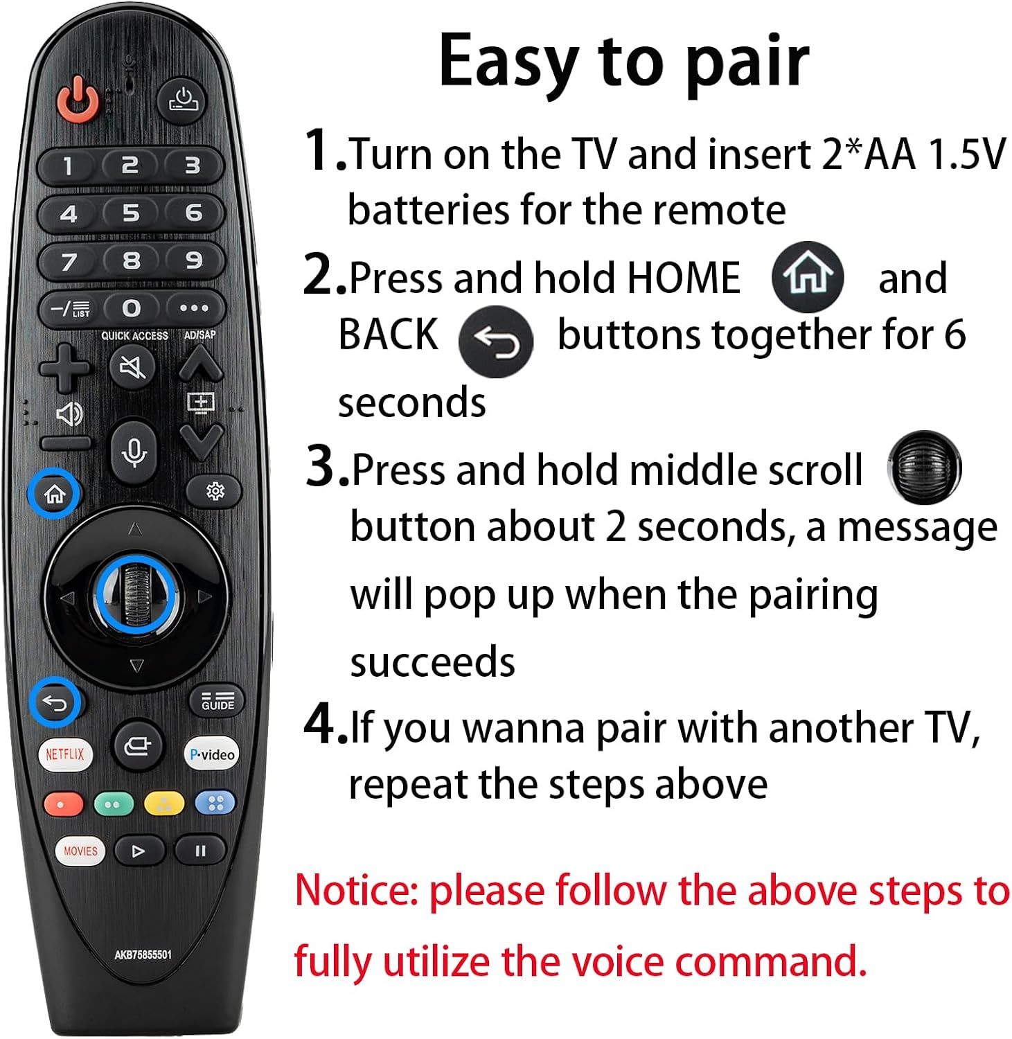 Detalle 2 de HESUNSE LG Magic Remote 2019-2025