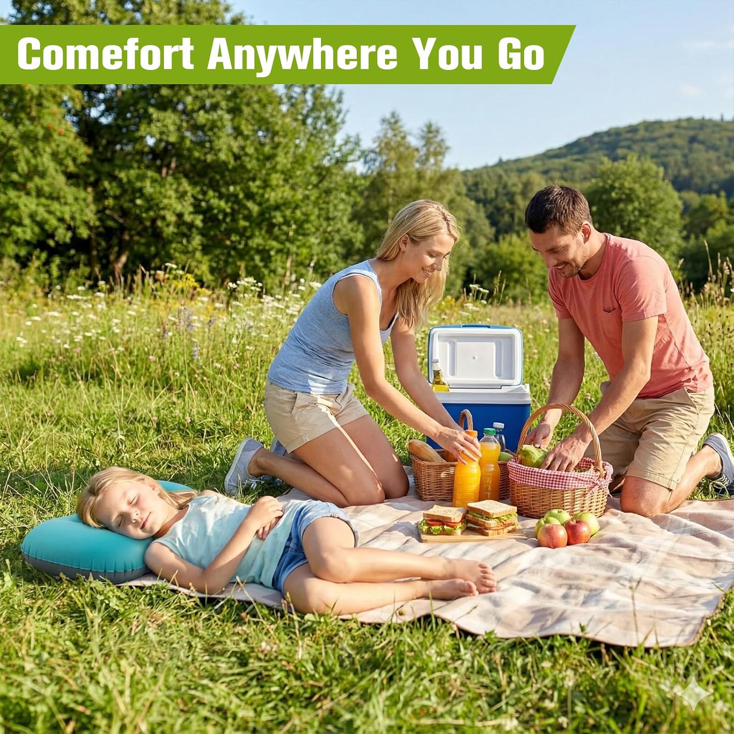 Thumbnail 2 de JetsCush Camping Pillow lightweight compact inflatable travel pillow with ergonomic support (Teal)