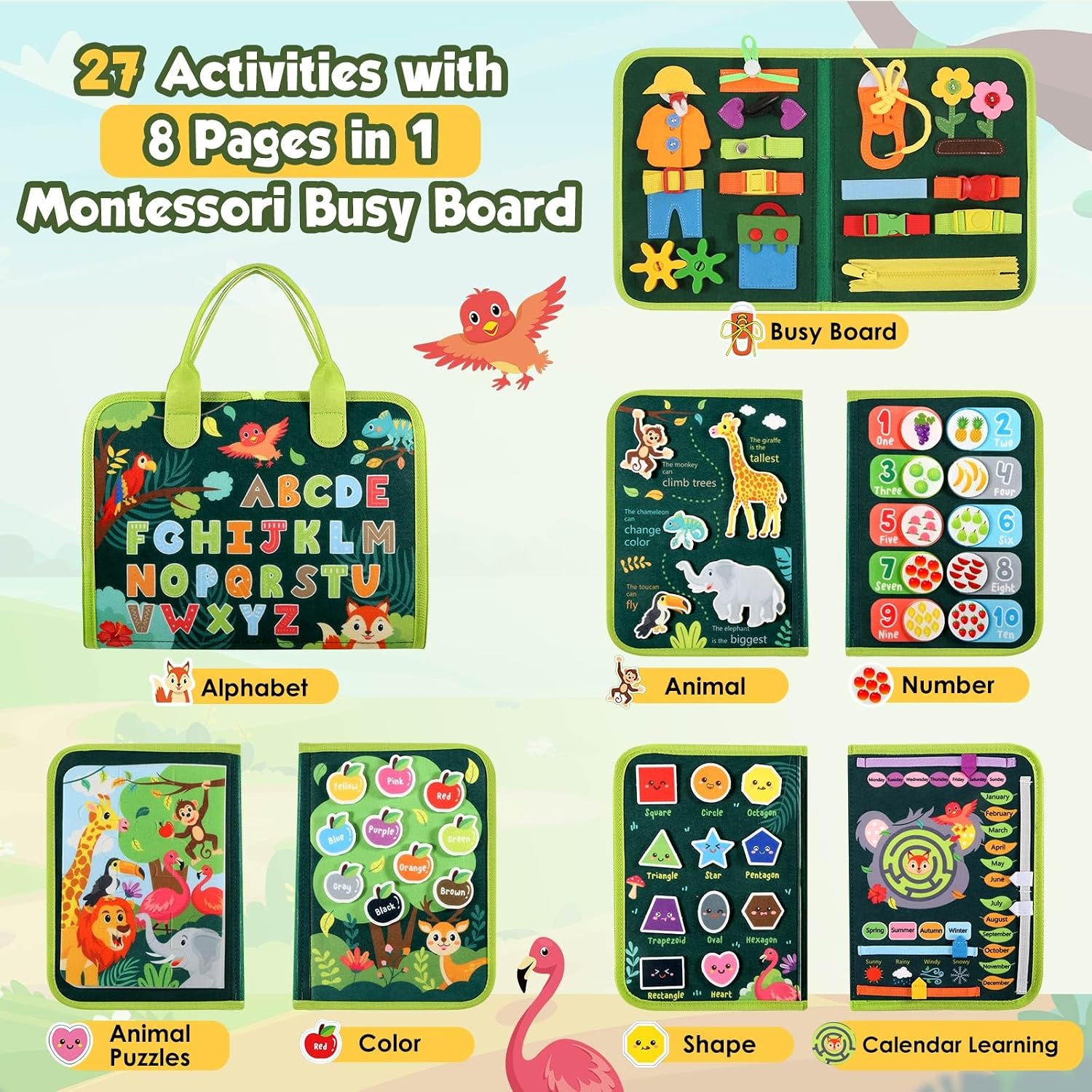 Thumbnail 1 de GOLIYEAN Toddler Busy Board: Montessori-Inspired Learning & Quiet Travel Activity Book