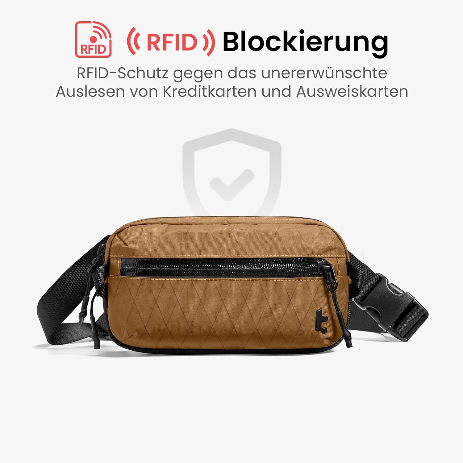 Detalle 2 de tomtoc X-Pac Bauchtasche: RFID-Schutz, 1,5 Liter, vielseitig tragbar
