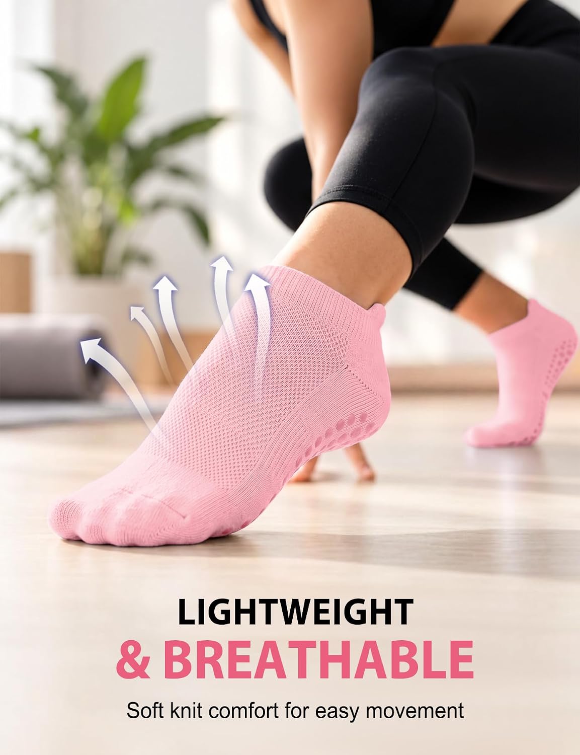 Detalle de YeuG Pilates Socks 4 Pairs non-slip grip