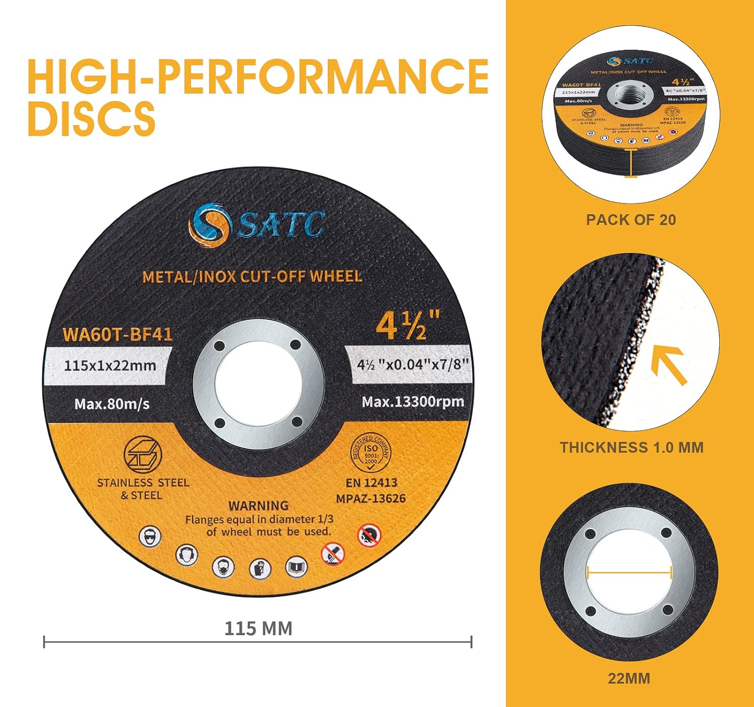 Thumbnail 1 de SATC 115mm Ultra Thin 1mm Cutting Discs 20-pack 🛠