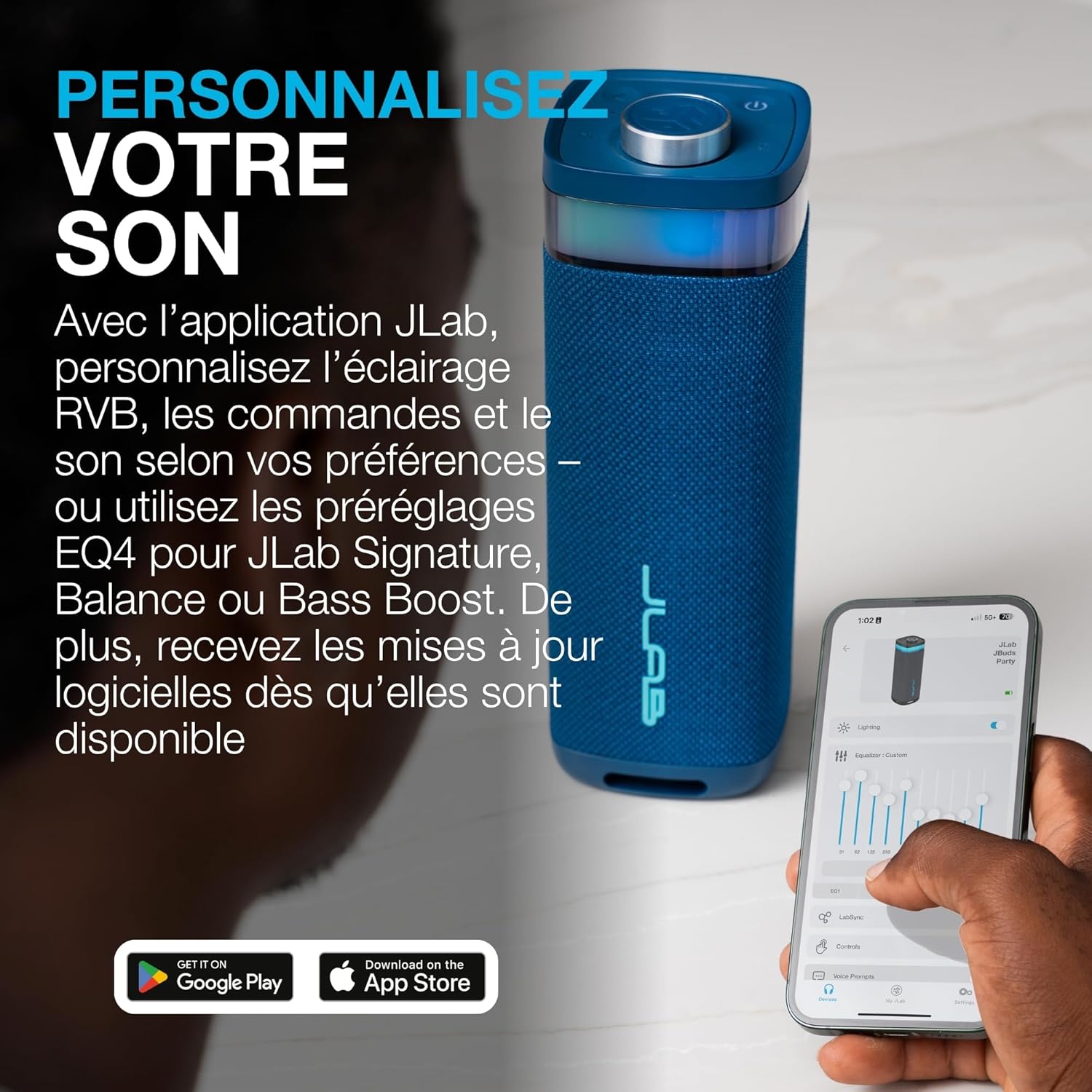 Thumbnail 3 de JLab JBuds Party : enceinte Bluetooth portable 30W avec lumières RGB et autonomie jusqu’à 12+ h (IP56)