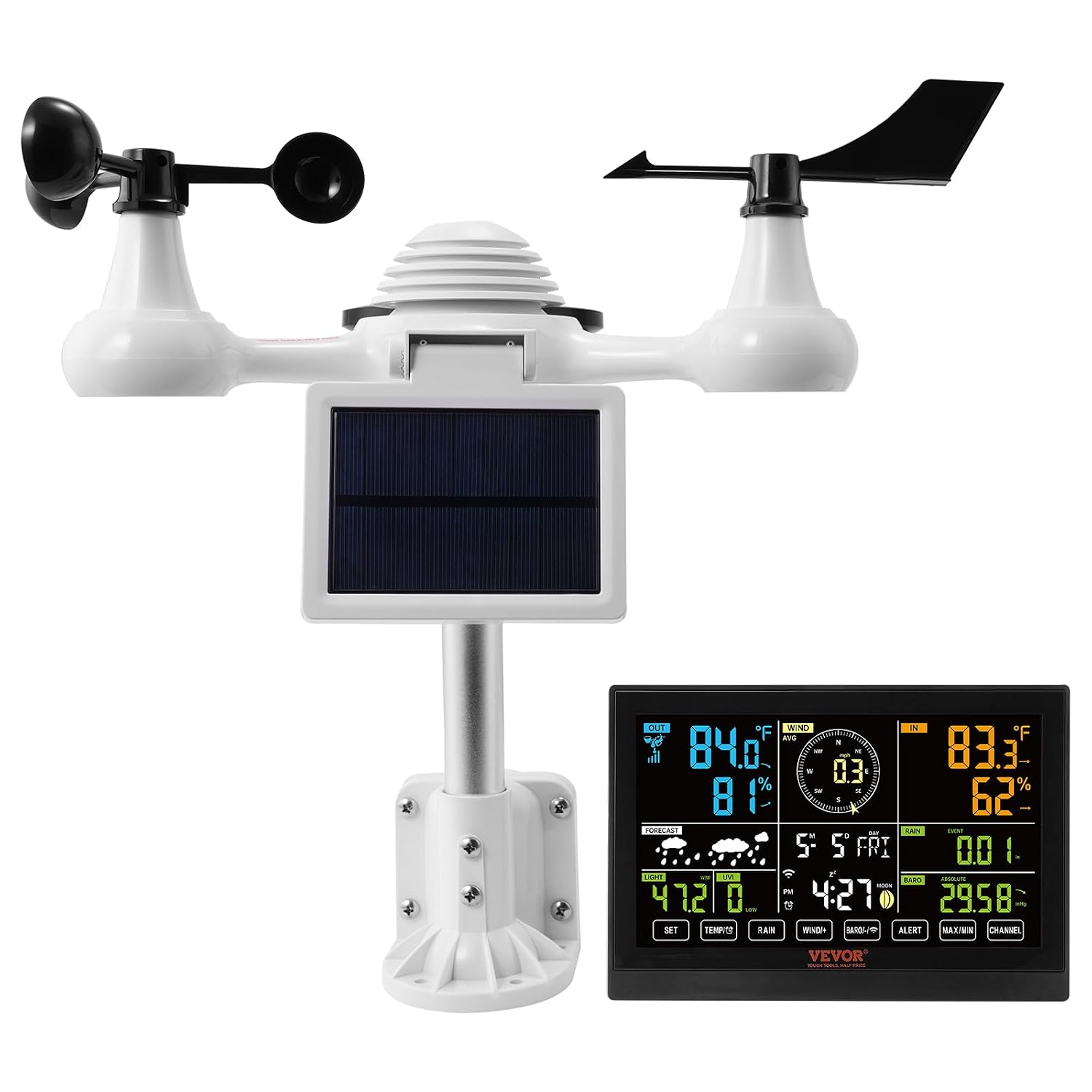 Detalle 2 de VEVOR Profi WLAN-Wetterstation 7-in-1