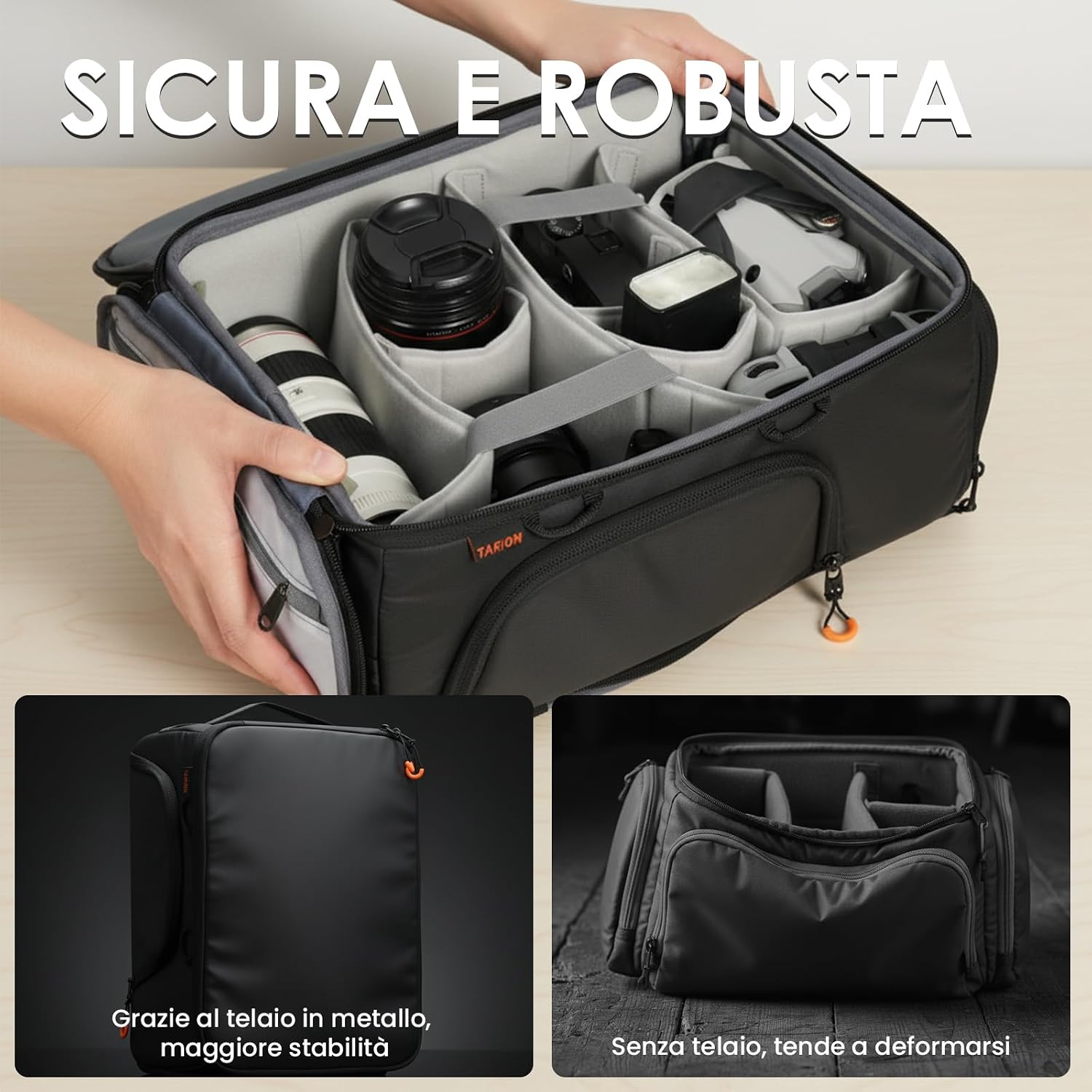 Detalle de TARION Inserto Fotografico per Borsa/Zaino ShellCore(M) con divisori imbottiti