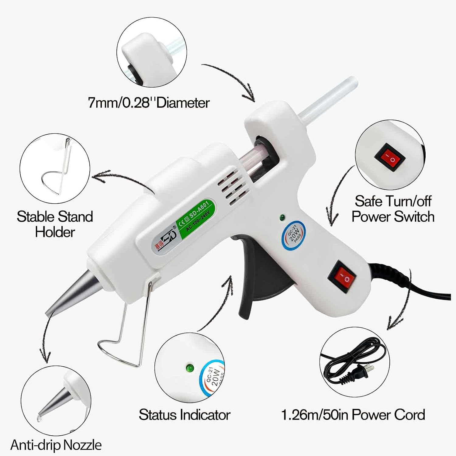 Thumbnail 1 de Krightlink Mini Hot Glue Gun Kit with 30 Glue Sticks (20W)