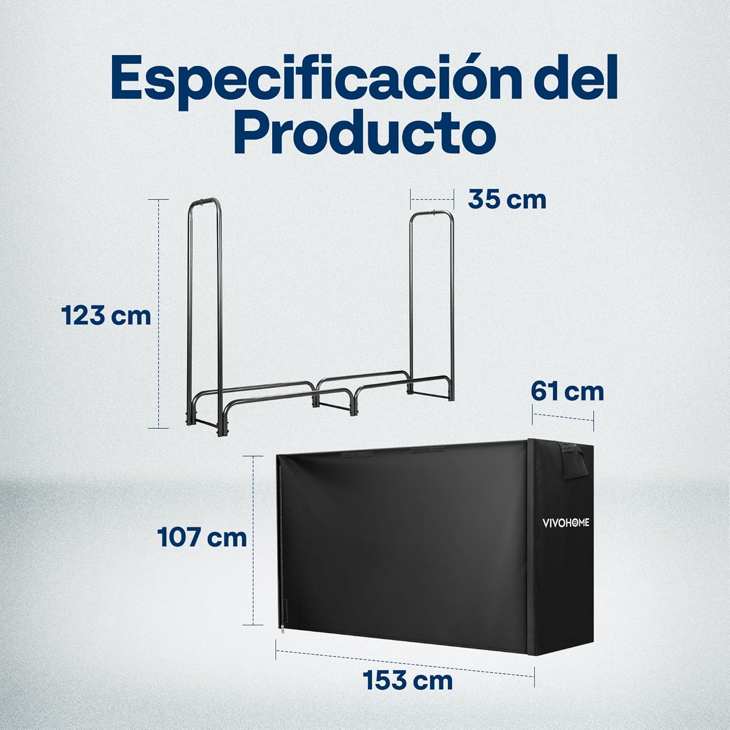 Thumbnail 6 de VIVOHOME Estante de Leña Metálico con Cubierta Impermeable