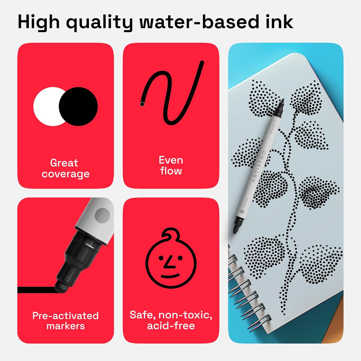 Thumbnail 3 de Artistro ARTISTRO 5 Black Acrylic Markers
