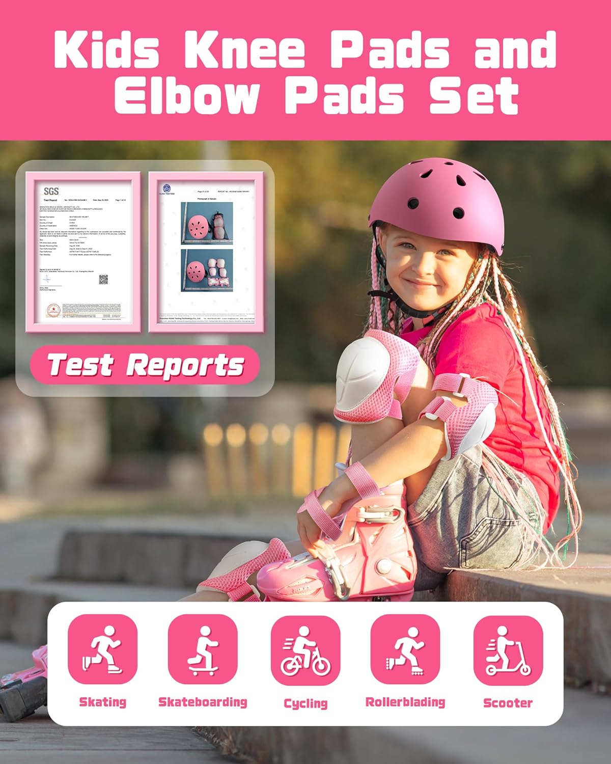 Thumbnail 5 de DARME Kids Protective Gear Set: Knee & Elbow Pads with Wrist Guards (Ages 3-8) + Organizer Bag