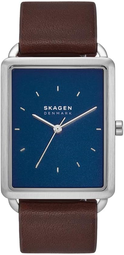 Detalle de Skagen Hagen Herrenuhr – Quarz-Drei-Zeiger, Edelstahl- oder Lederband, 36 mm