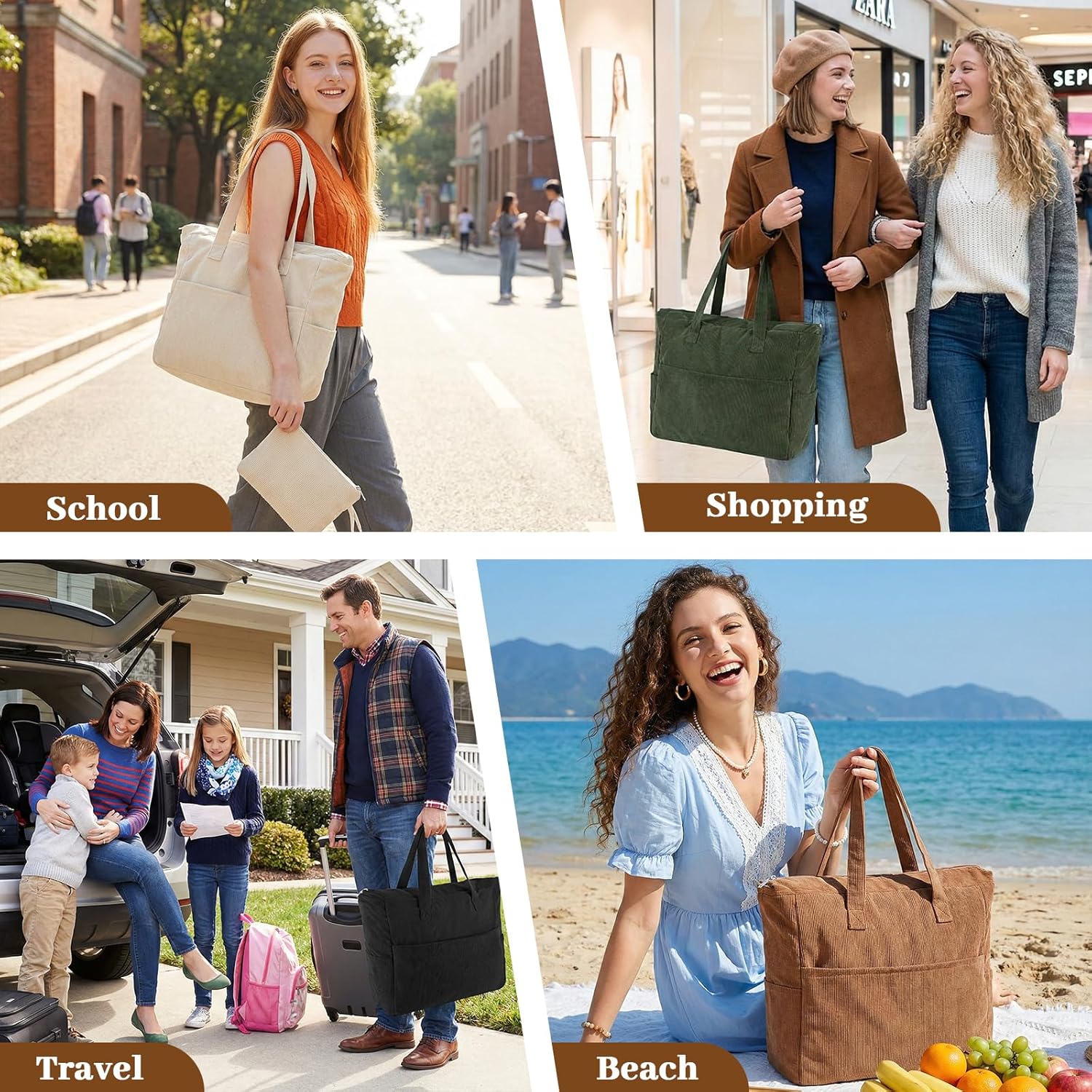 Thumbnail 6 de Koytoy Corduroy Large Tote Bag for Women – Spacious, Durable Work and Everyday Shoulder Bag
