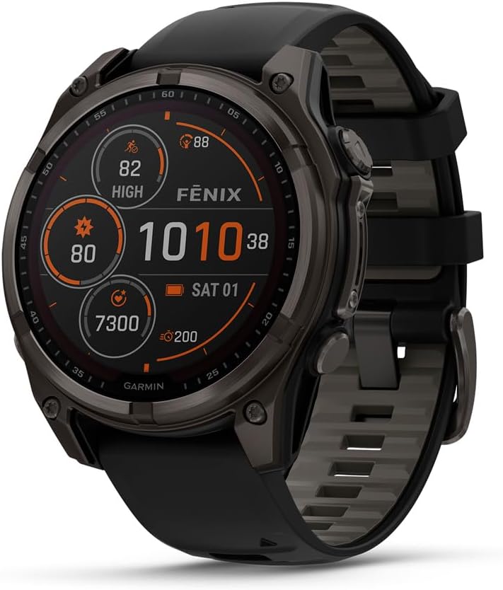 Garmin fēnix 8 Solar Sapphire, 47mm DLC Titanium Black/Pebble Gray