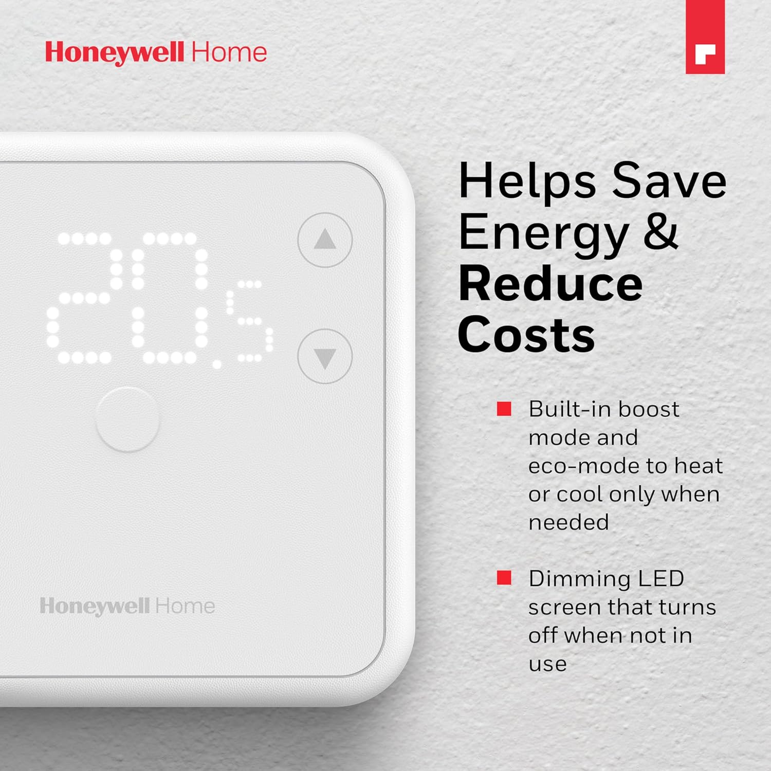 Thumbnail 4 de Thermostat d'ambiance Honeywell Home — affichage LED facile à lire, filaire, noir