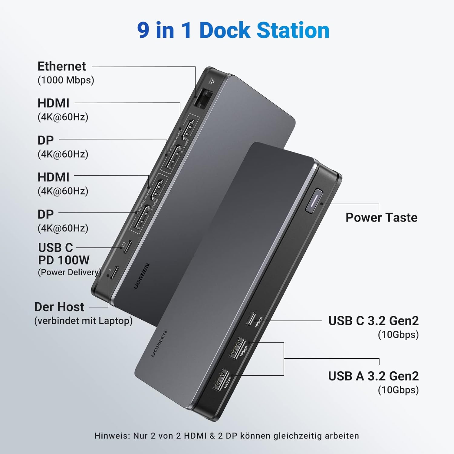 Thumbnail 1 de UGREEN Revodok Pro 209 Dockingstation 4K@60Hz für Mac & PC