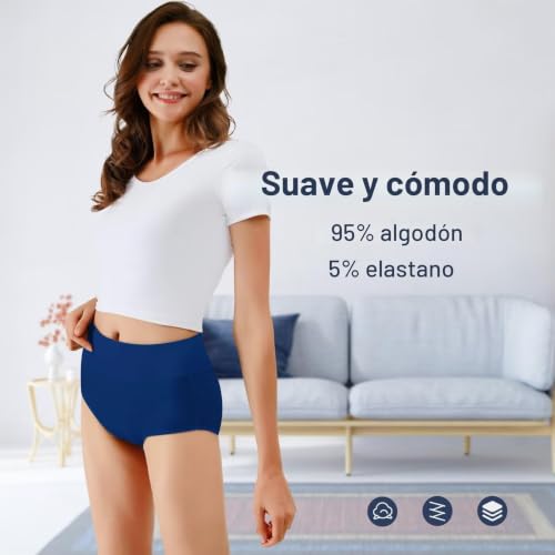 Detalle 2 de TUUHAW bragas de talle alto, pack de 5 XL con entrepierna de algodón