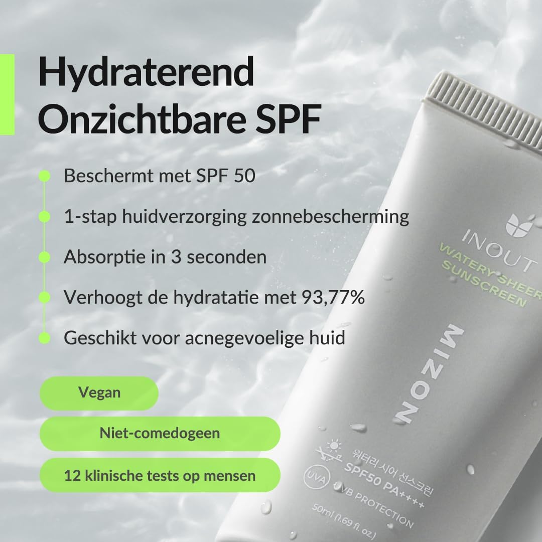 Detalle de MIZON INOUT Watery Sheer Sunscreen SPF50 PA++++, gezichtszonnebrand 50 ml