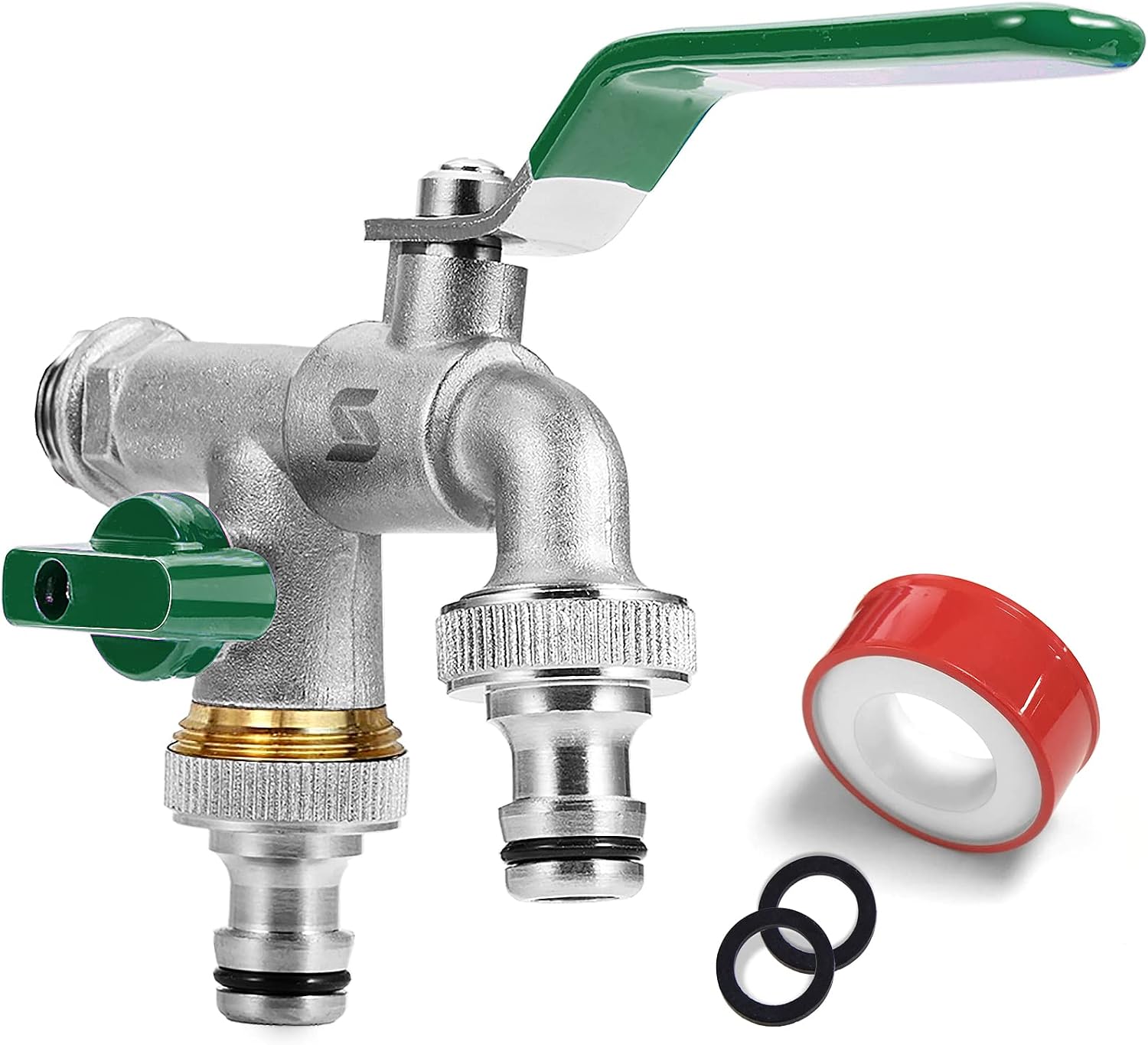 Detalle de SPGOOD Garten Wasserhahn Doppel Auslauf 1/2 Zoll