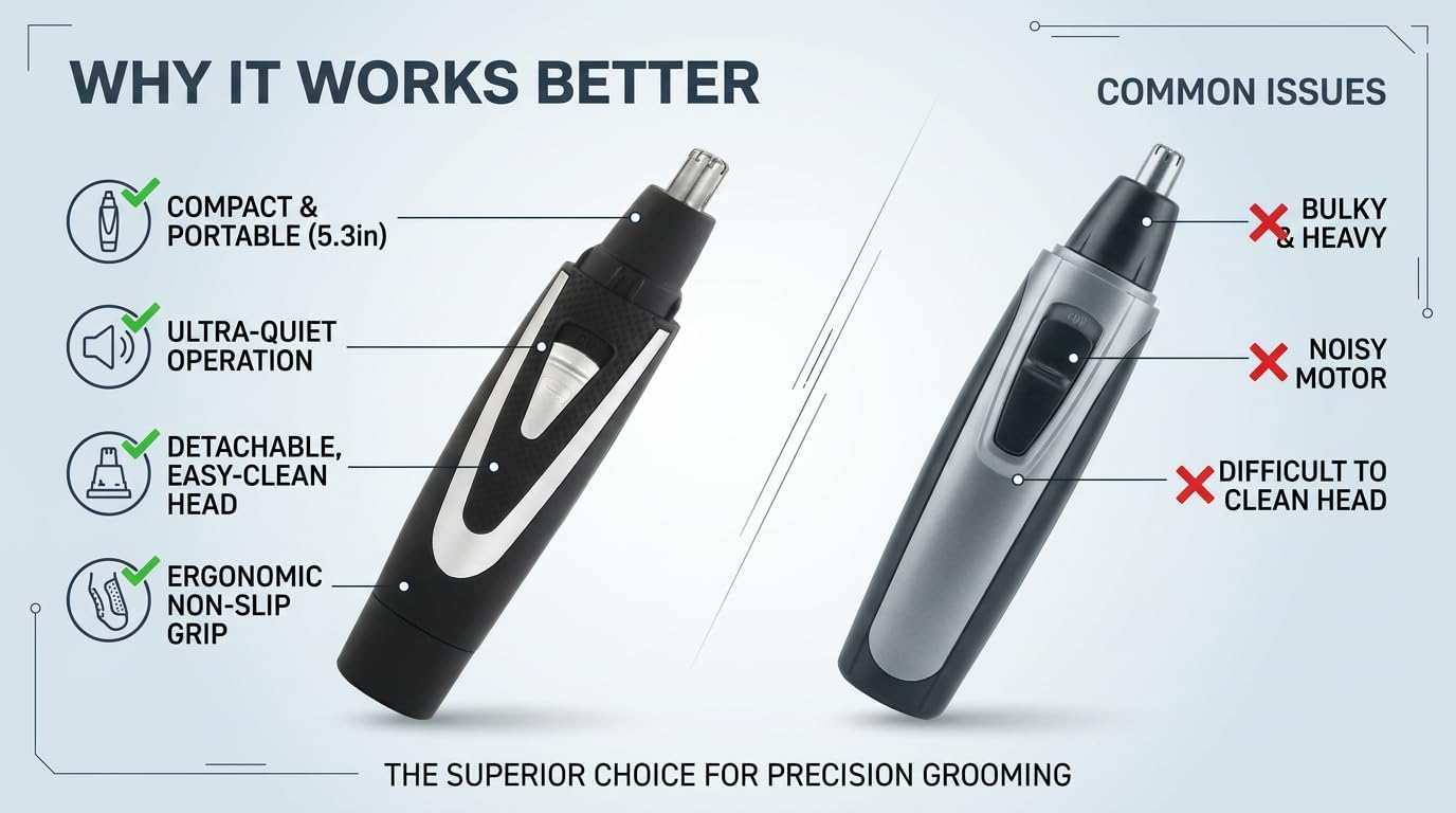 Detalle 2 de Ear Nose Hair Trimmer 2025, Dual-Edge Waterproof ✂