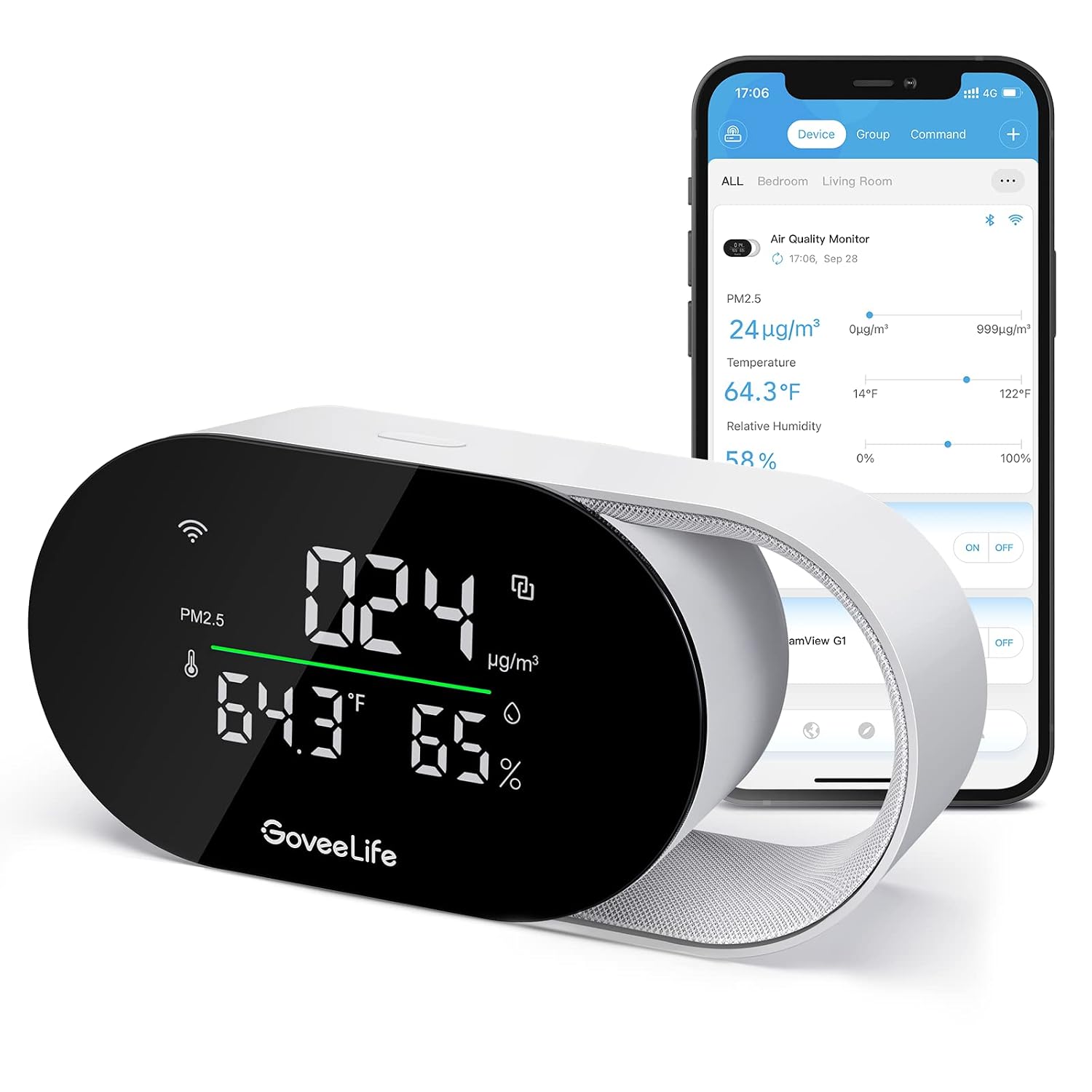 Detalle de GoveeLife H5106 Smart Air Quality Monitor with PM2.5, Temperature & Humidity