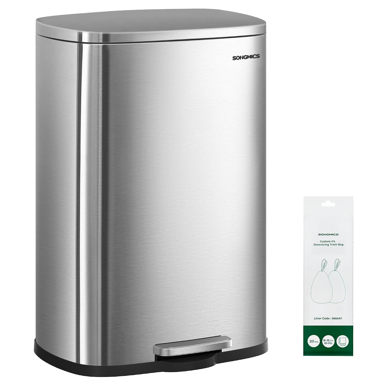 Detalle de SONGMICS ULTB075EZ01 20-Gallon Stainless Steel Step-On Trash Can