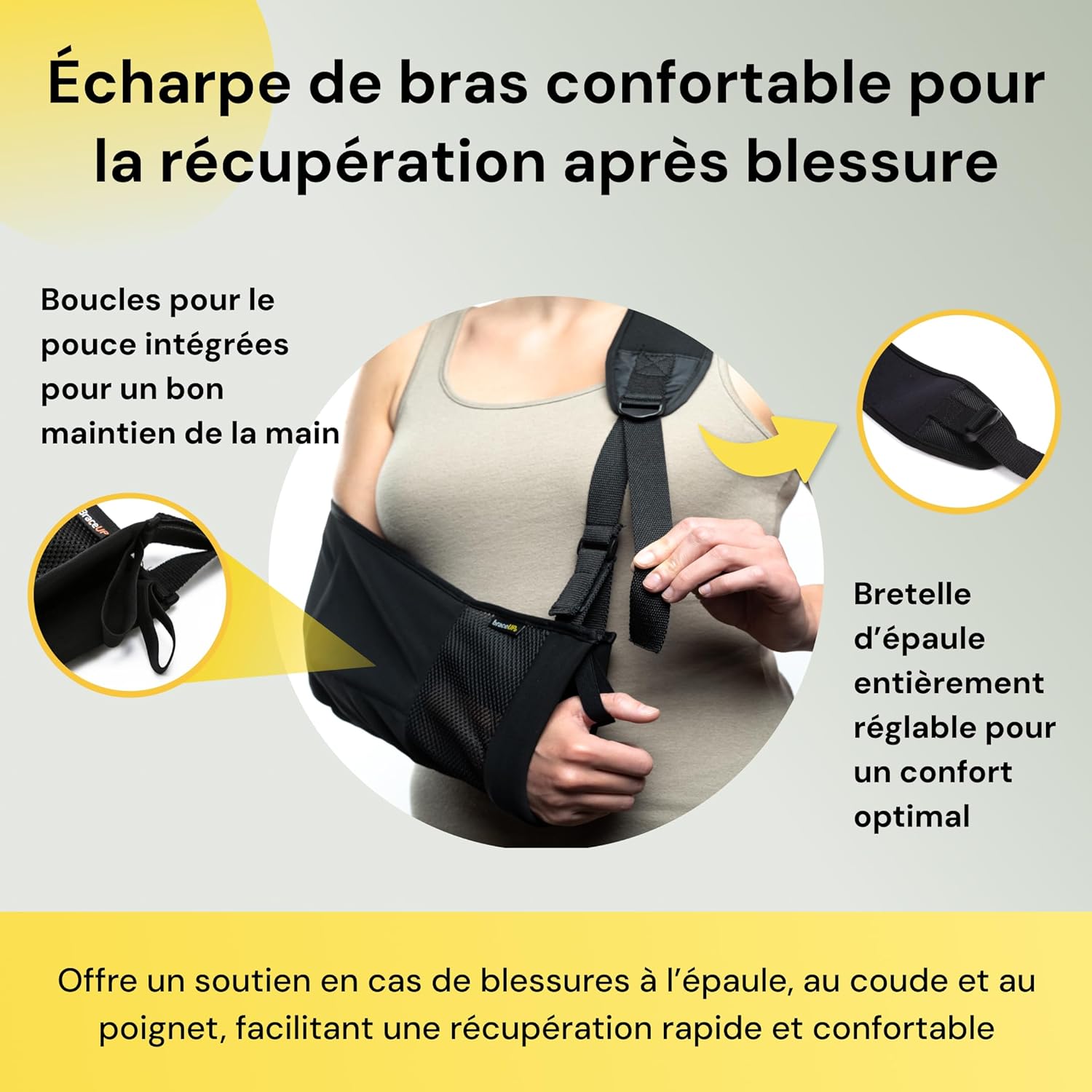 Thumbnail 1 de BraceUP Maintien du Bras : écharpe/attelle de soutien pour épaule et avant-bras