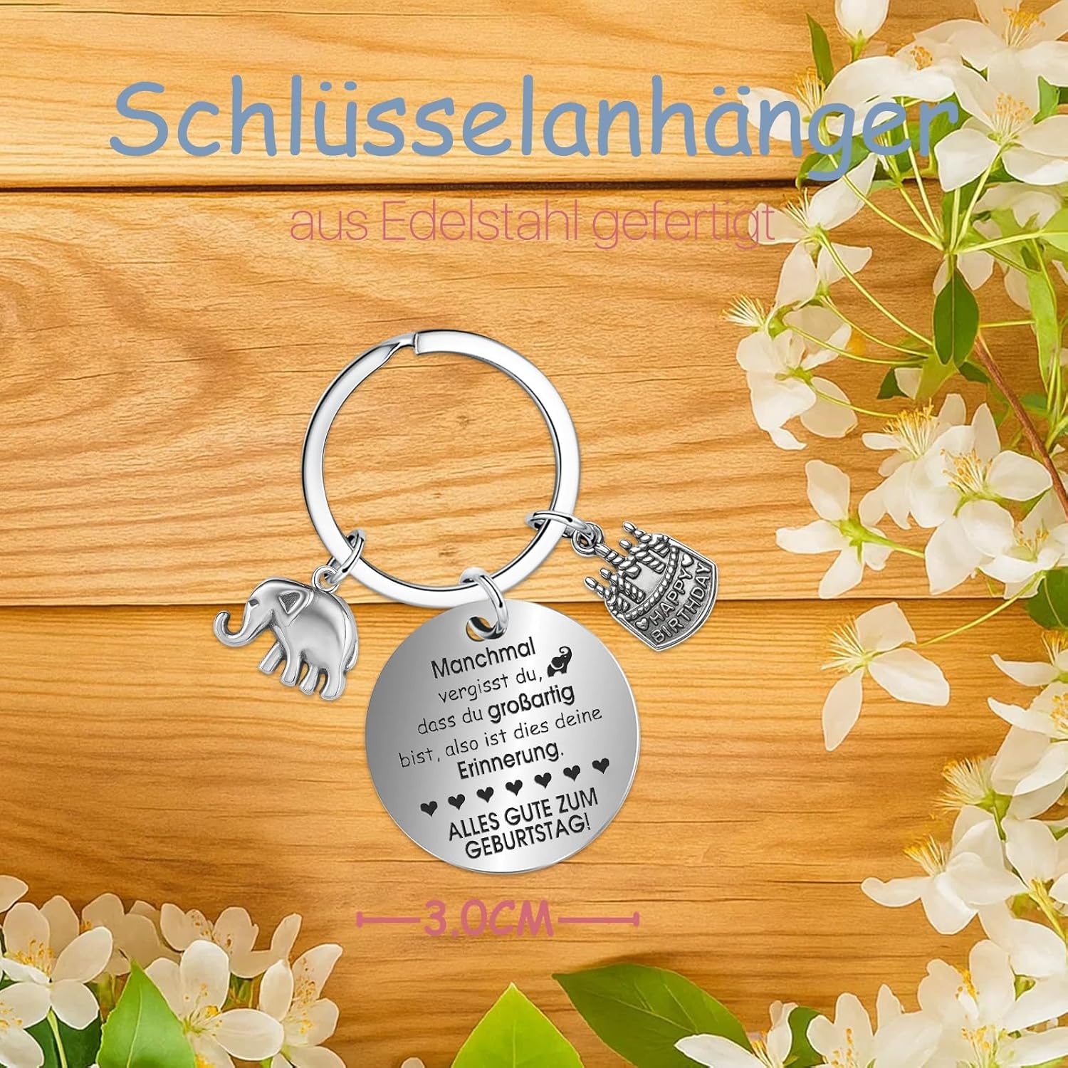 Thumbnail 4 de Positiver Elefant & Glücksbringer-Schlüsselanhänger „Pocket Hug“ – Geburtstagsgeschenk für mehr Mut