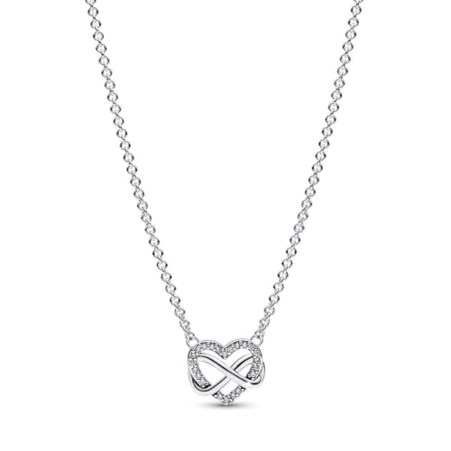 Detalle de Pandora Moments Funkelnde Unendlichkeits-Herz Collier-Halskette aus Sterling Silber mit Zirkonia, 50 cm