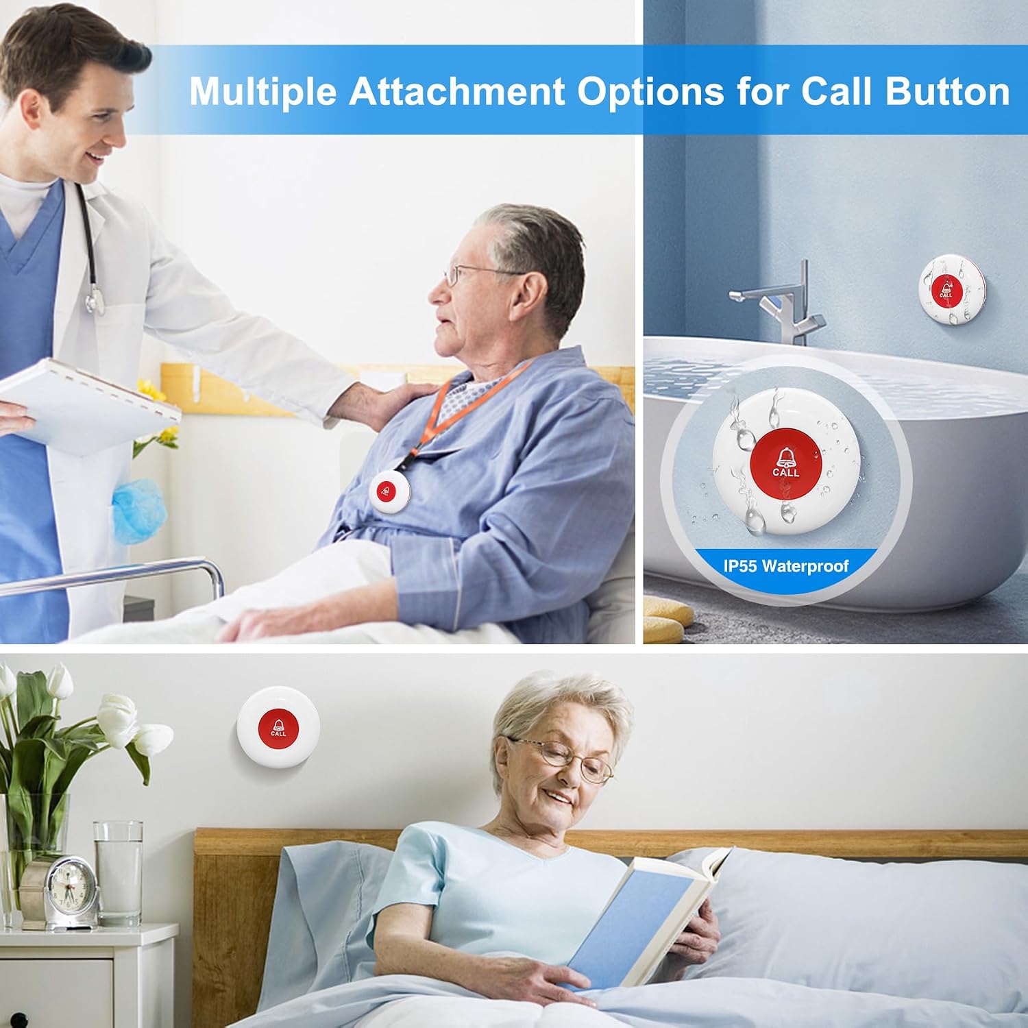 Detalle de Daytech Caregiver Pager with 2 Call Buttons, 2 Receivers and Vibration Alerts