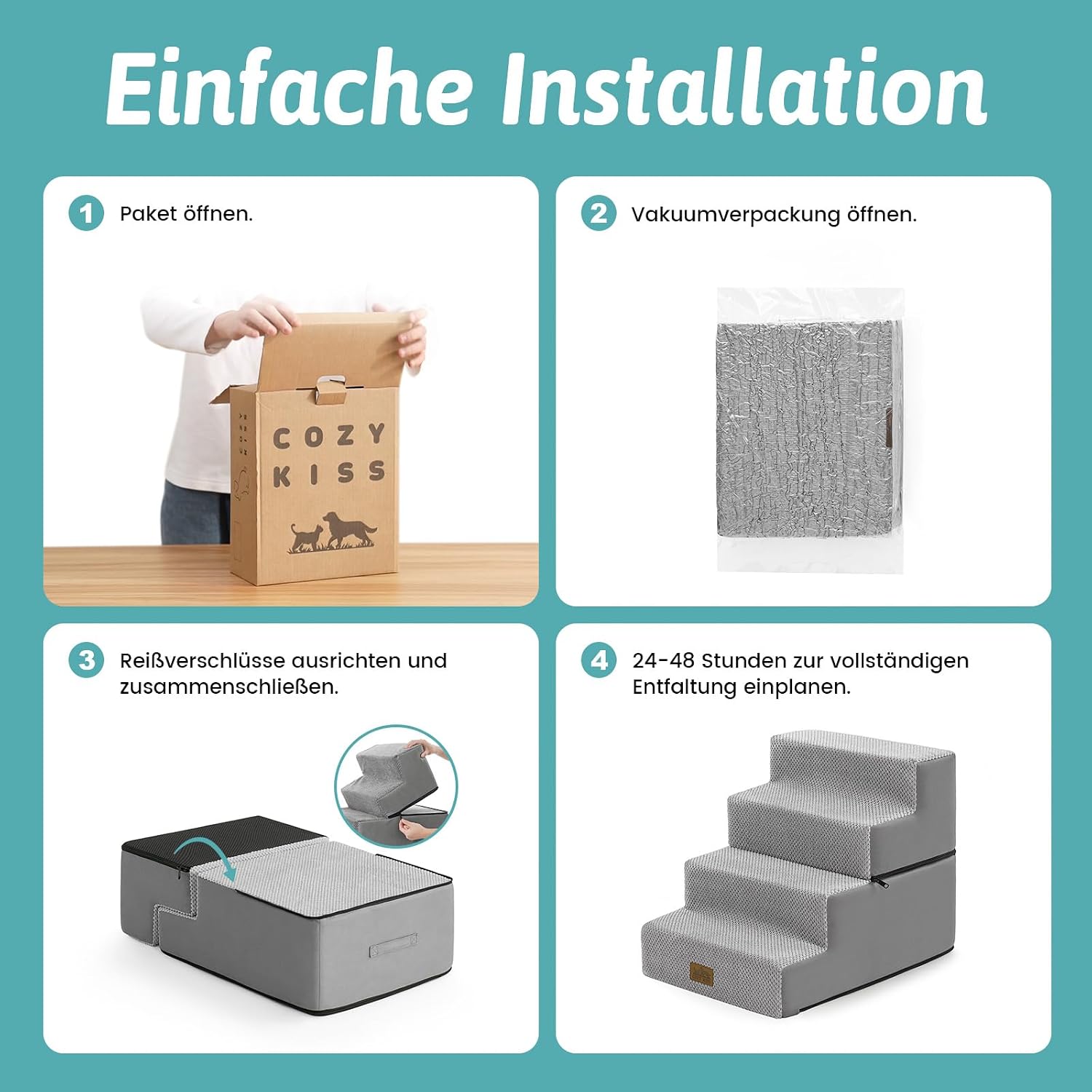 Thumbnail 6 de COZY KISS Hundetreppe 4 Stufen 45cm 2-in-1