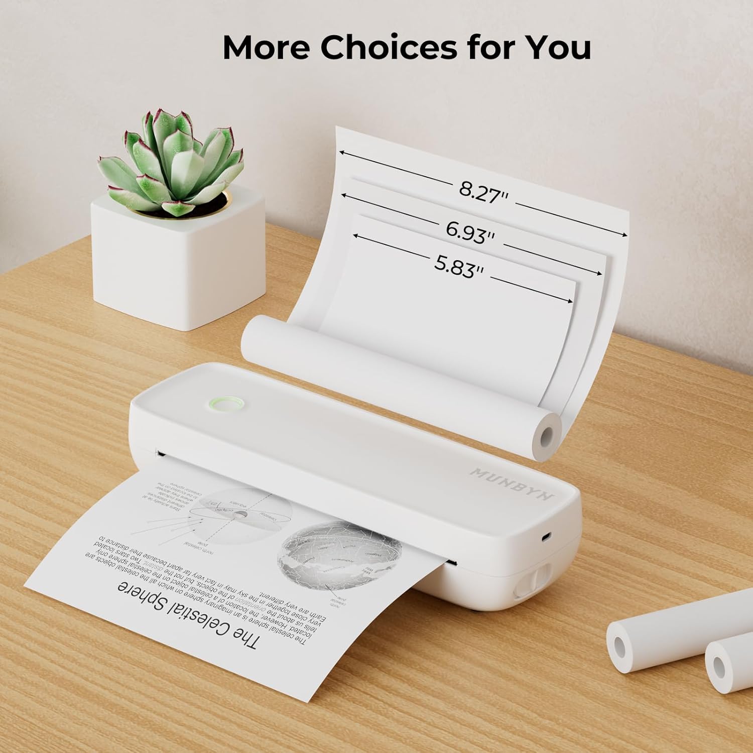 Detalle de MUNBYN Thermopapier A4 für ITP01/ITP04 – 2 Rollen Thermodruckerpapier (210 x 297 mm), weiß
