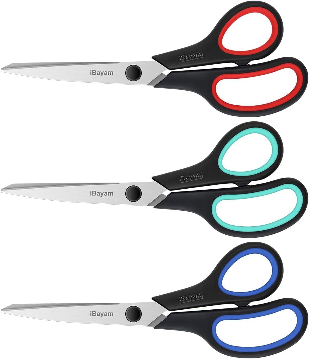 Detalle de iBayam 8.5" Heavy Duty Scissors: All-Purpose Darling for Office, School, Crafts, and Sewing