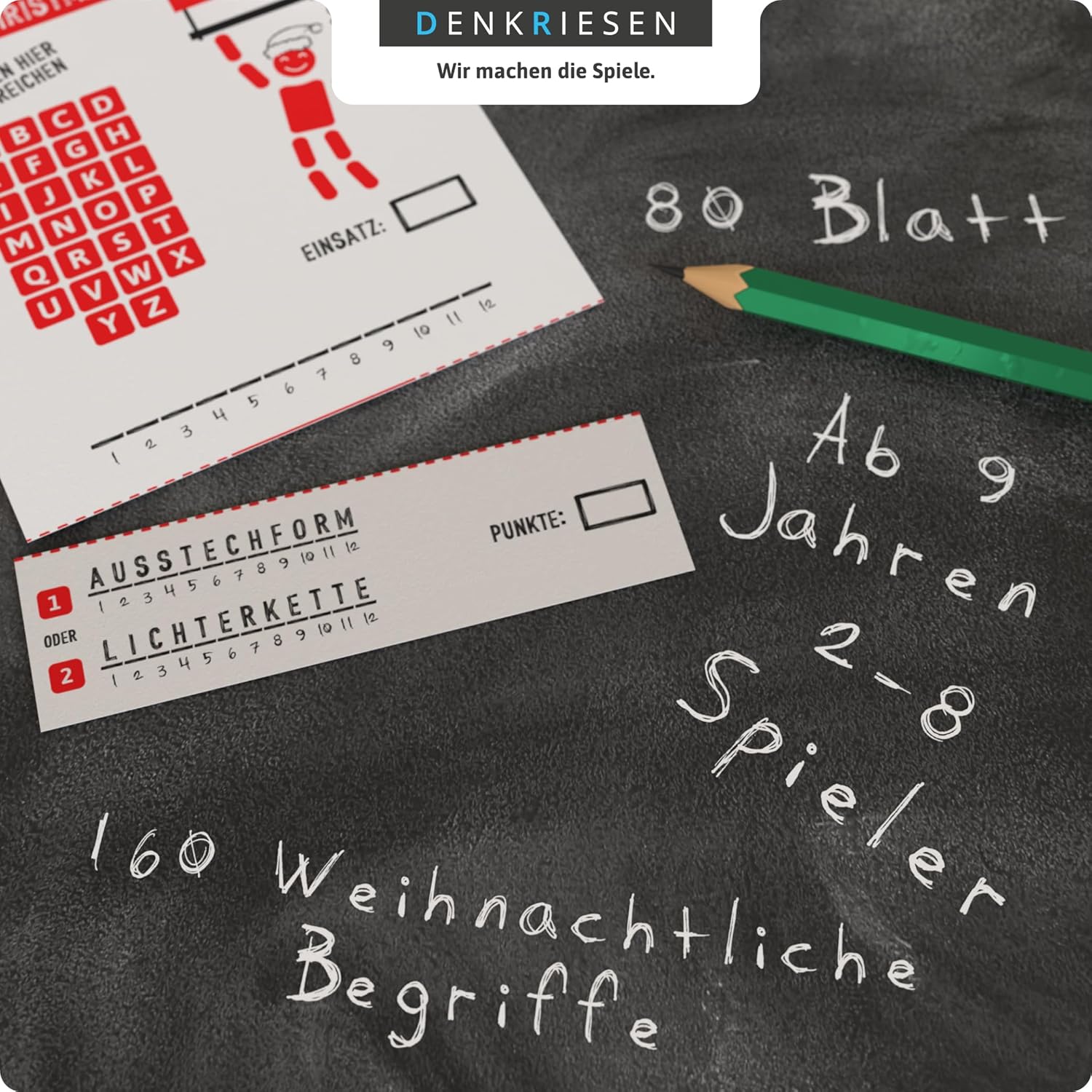 Thumbnail 1 de DENKRIESEN Hangman Christmas Edition – Weihnachtliches Galgenmännchen-Reisespiel ab 9 Jahren, 2+ Spieler